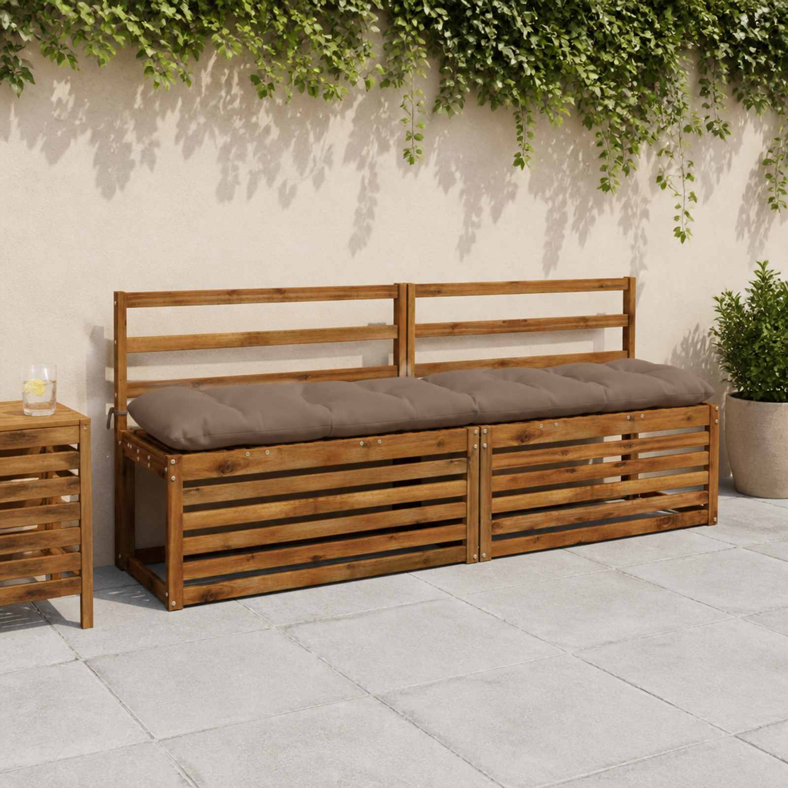 vidaXL Bankkissen VIANEN 2 stk. 100 % Polyester Taupe 190 x 40 x 12 cm