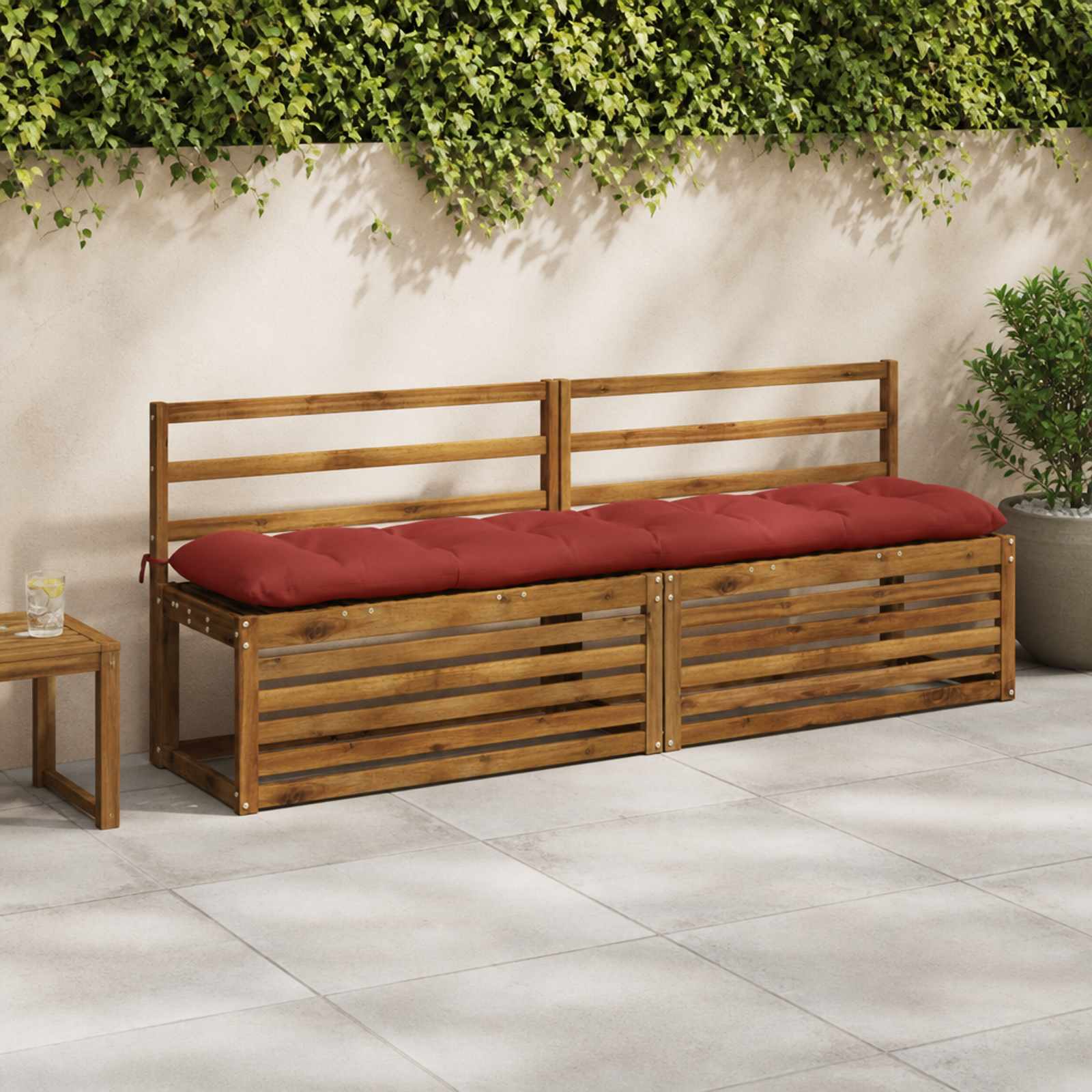 vidaXL Bankkissen VIANEN 2 stk. 100 % Polyester Rot 200 x 40 x 12 cm