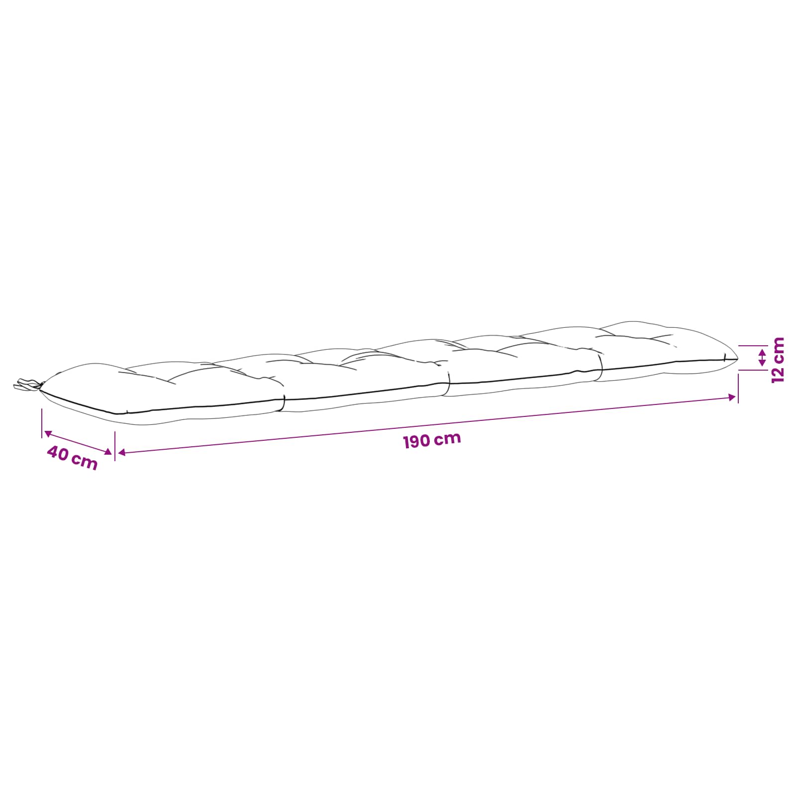 Bankkussen VIANEN 100% Polyester Antraciet 190 x 40 x 12 cm