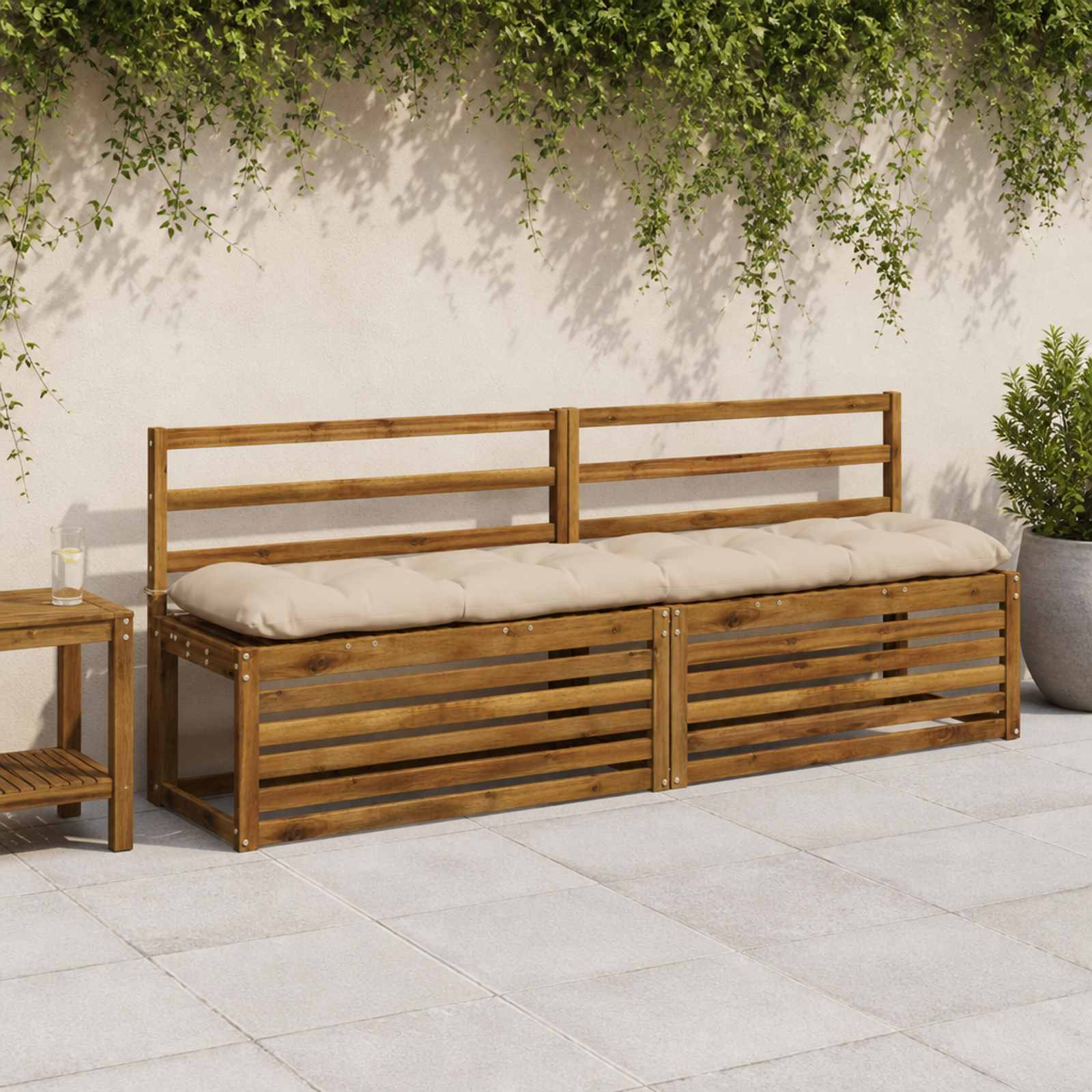 vidaXL Bankkissen VIANEN 2 stk. 100 % Polyester Creme 190 x 40 x 12 cm