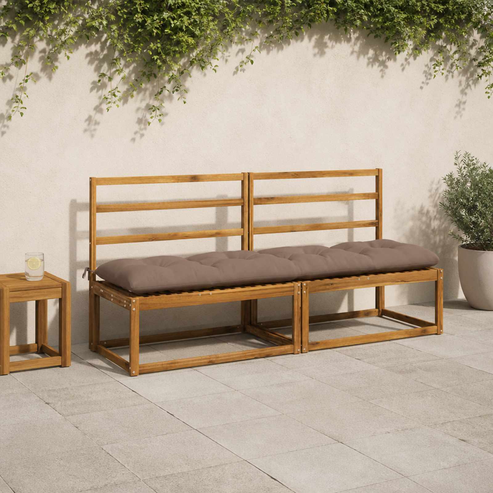vidaXL Bankkissen VIANEN 2 stk. 100 % Polyester Taupe 190 x 50 x 12 cm