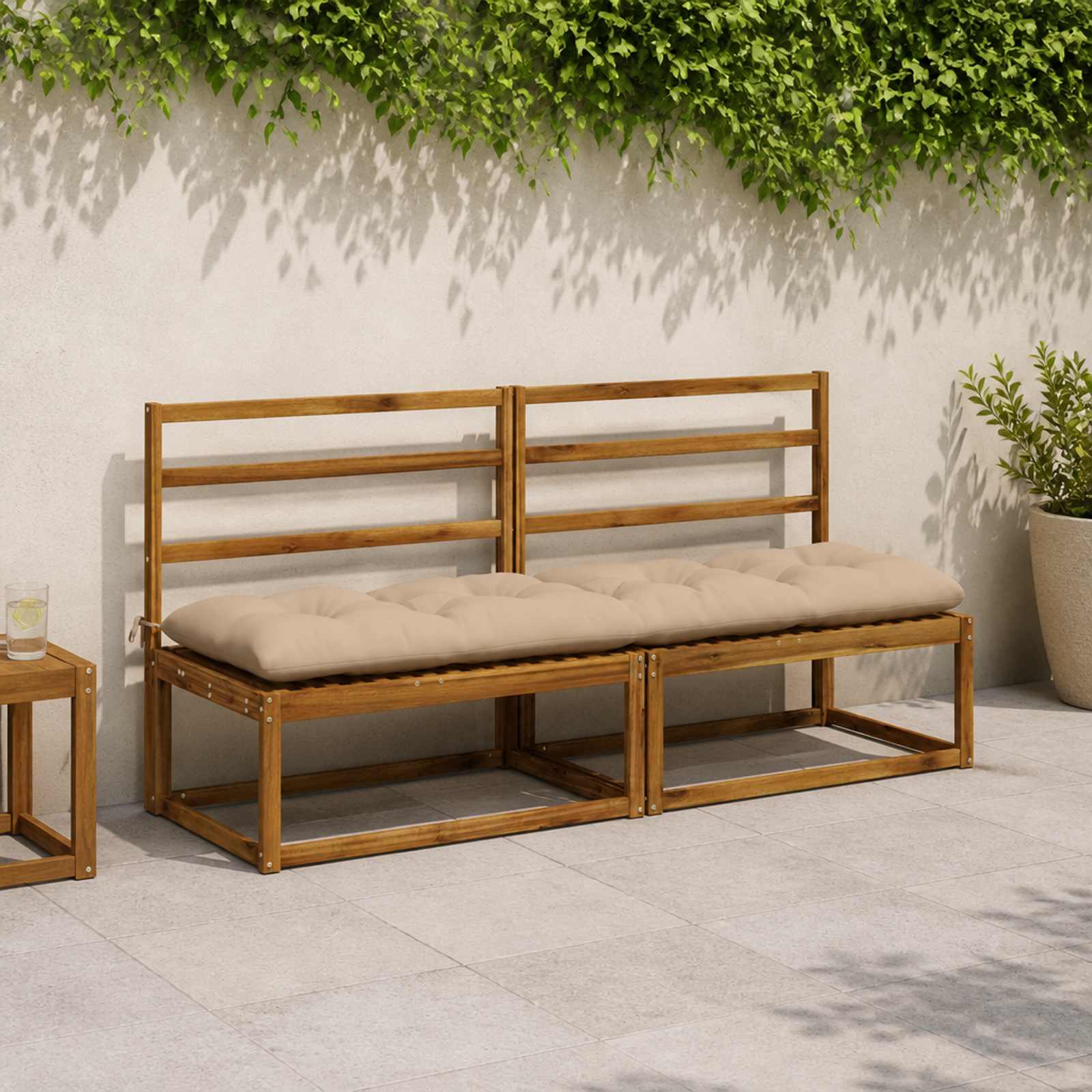 vidaXL Bænkpude VIANEN 100% polyester Sandfarvet 200 x 50 x 12 cm