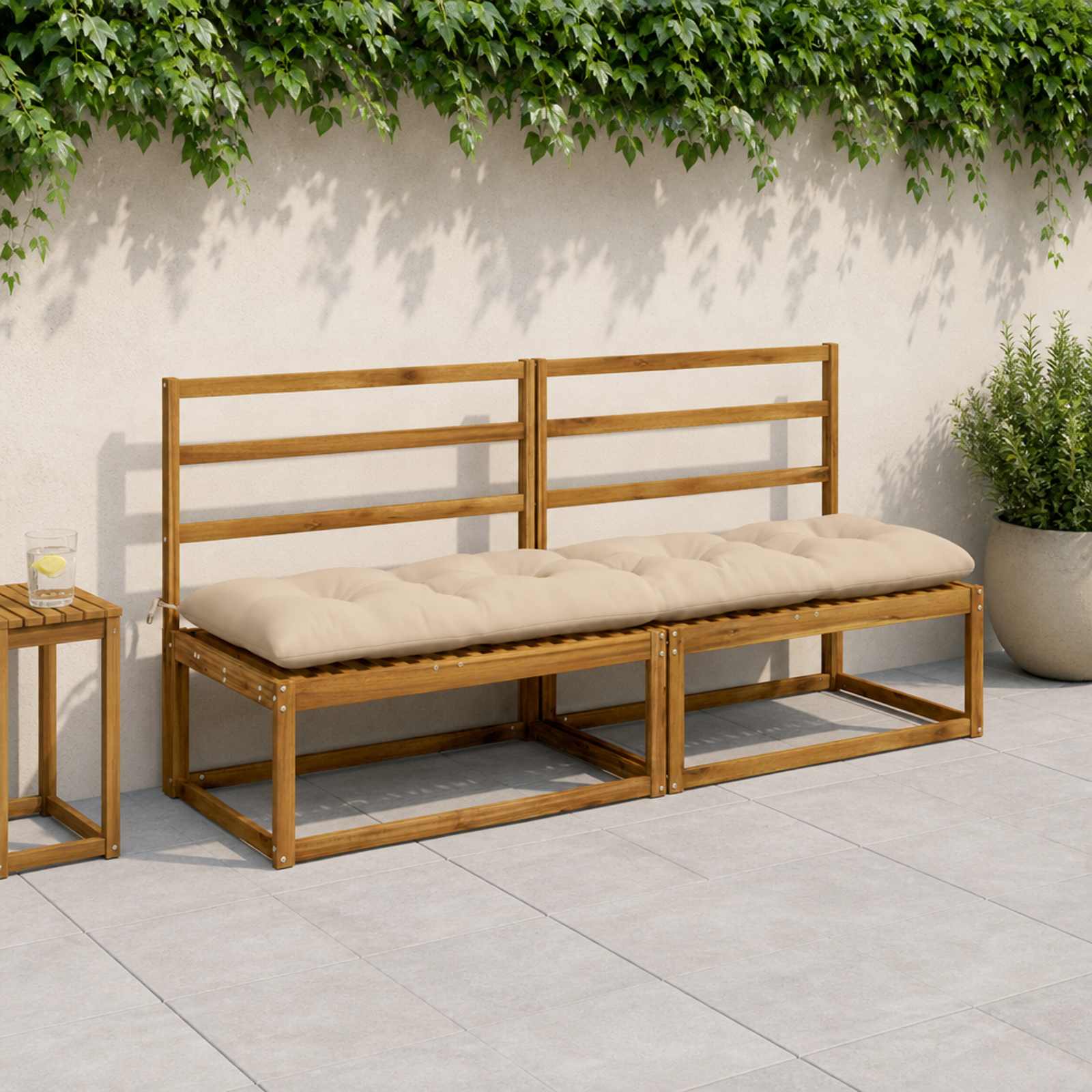 vidaXL Bankkissen VIANEN 2 stk. 100 % Polyester Creme 190 x 50 x 12 cm