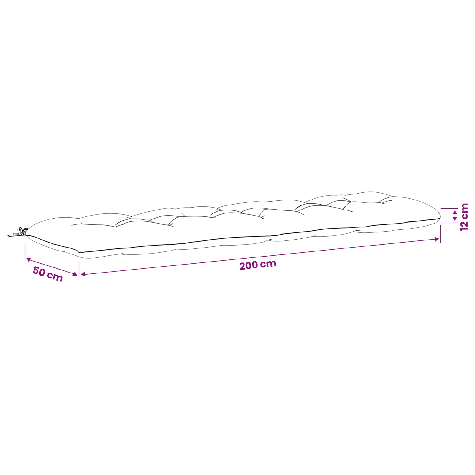 Blazina za klop VIANEN 100% poliester Modra 200 x 50 x 12 cm