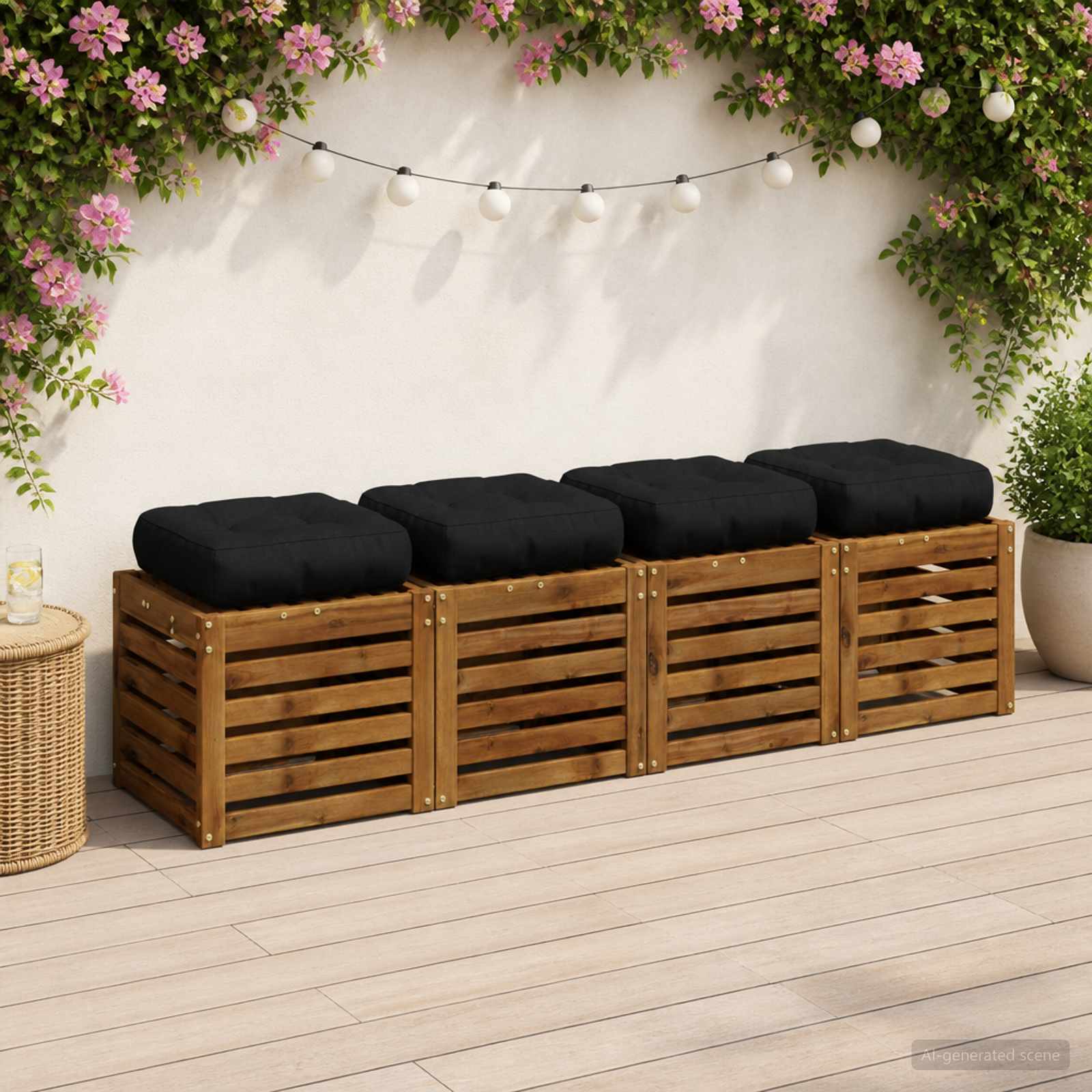 4-Piece Zitkussens VIANEN 4 pcs 100% Polyester Zwart image 1