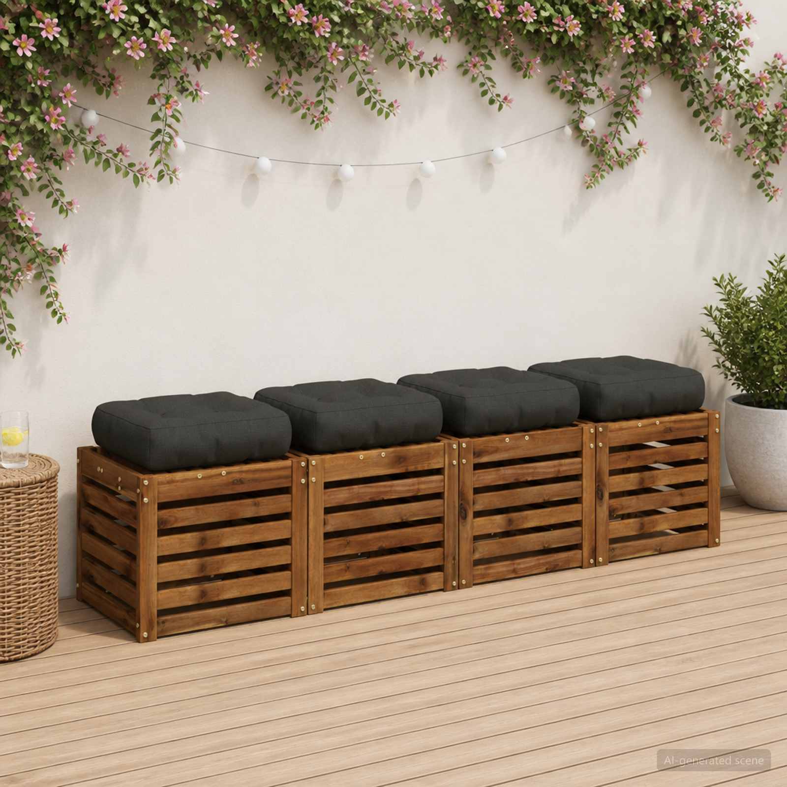 Кушони за сядане, 4 броя VIANEN 4 pcs 100% полиестер Антрацит