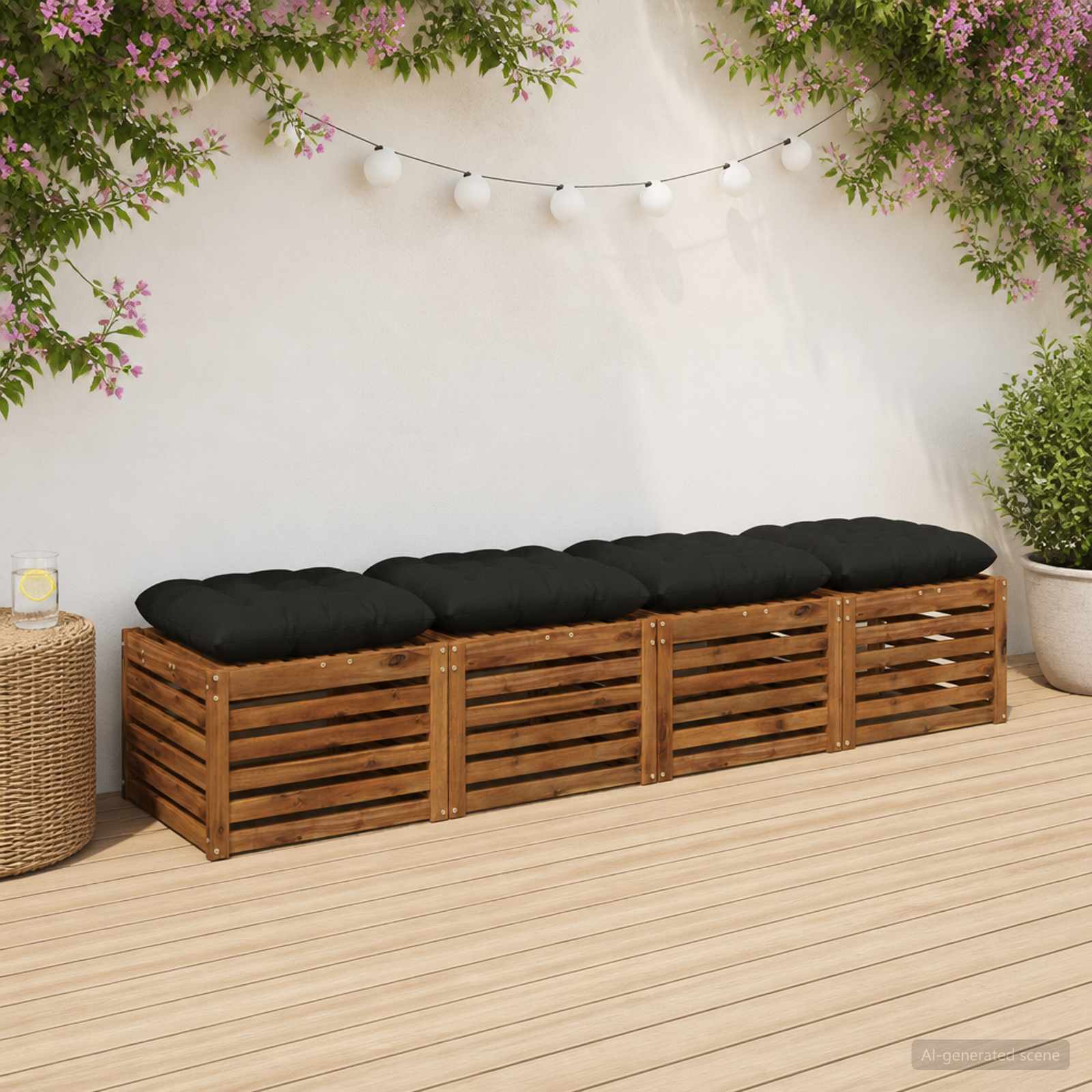 Zitkussens VIANEN 4 st 100% Polyester Zwart 40 x 40 x 12 cm image 1
