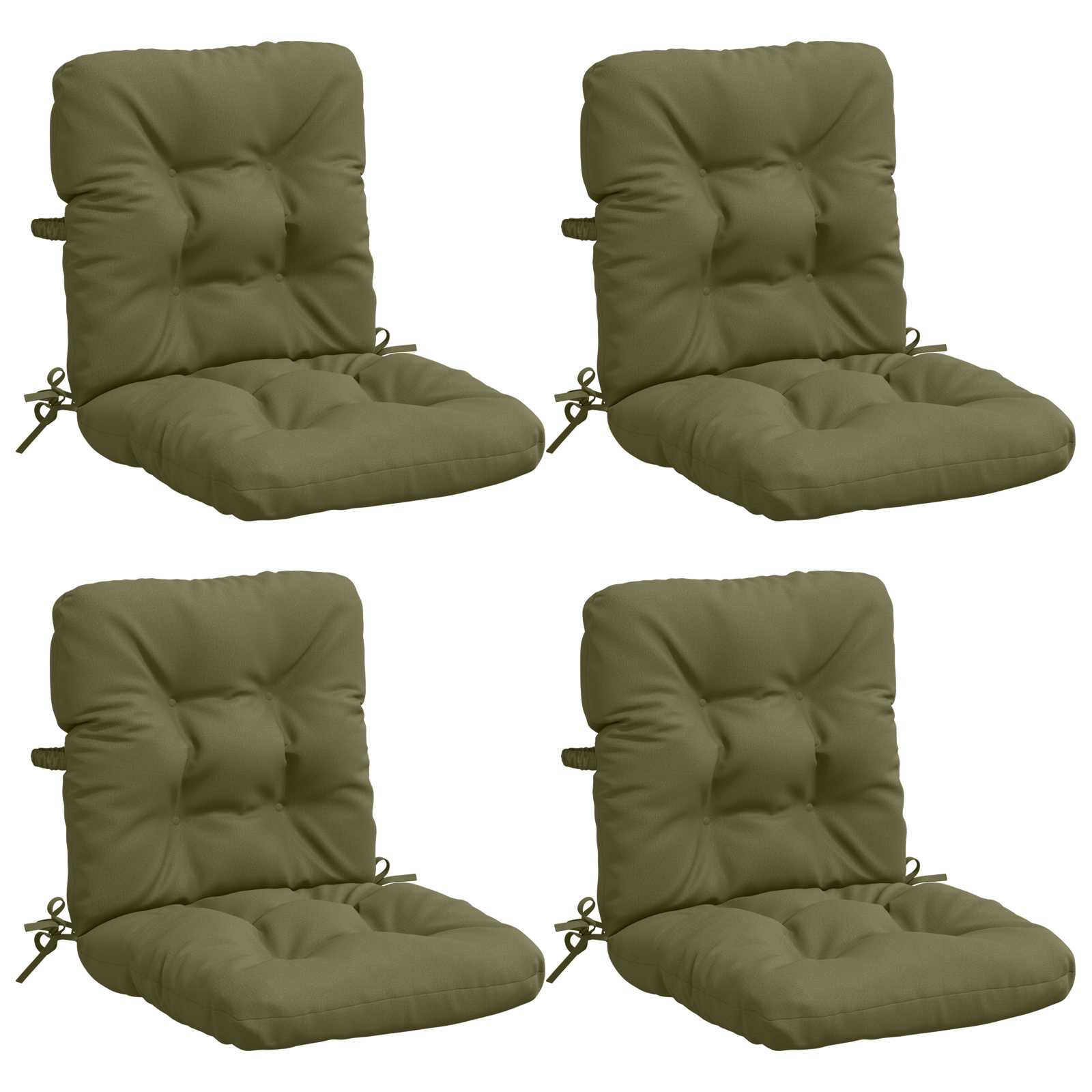 4-delige Hoogrug Kussen VIANEN 4 pcs 100% Polyester Olijfgroen image 1