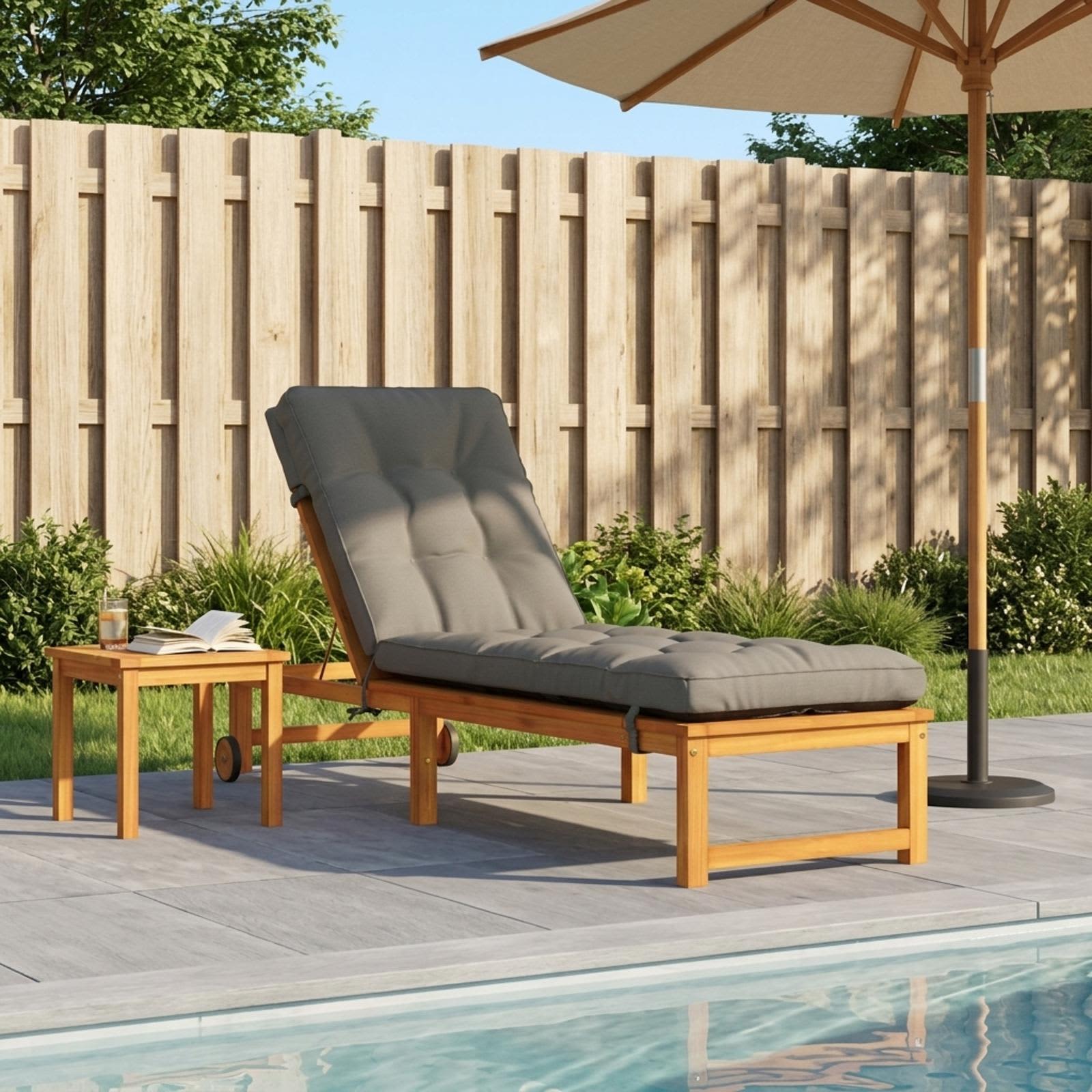 vidaXL Sonnenliege Kissen VIANEN 100 % Polyester Grau 200 x 50 x 8 cm