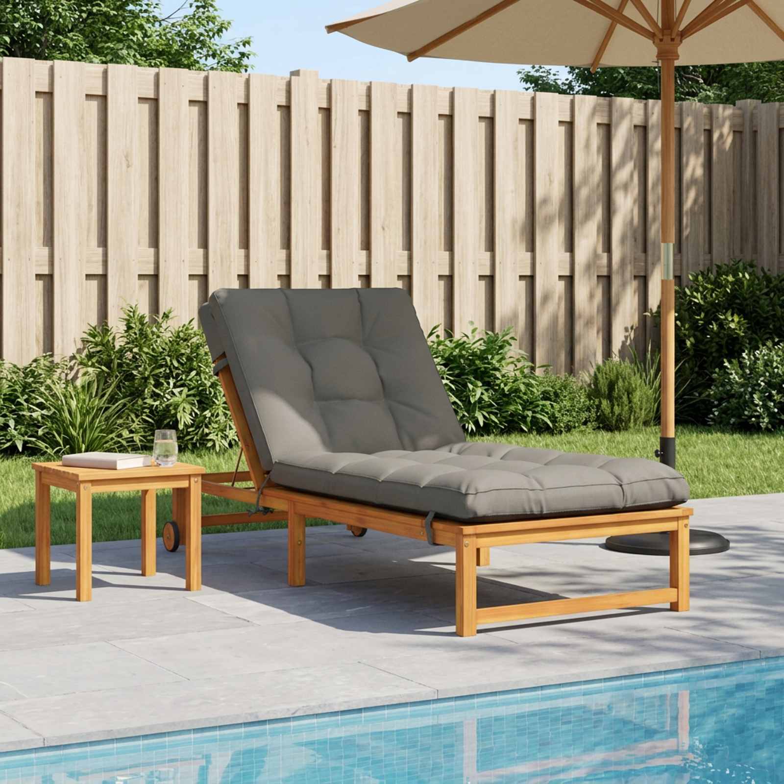 vidaXL Sonnenliege Kissen VIANEN 100 % Polyester Grau 200 x 70 x 8 cm