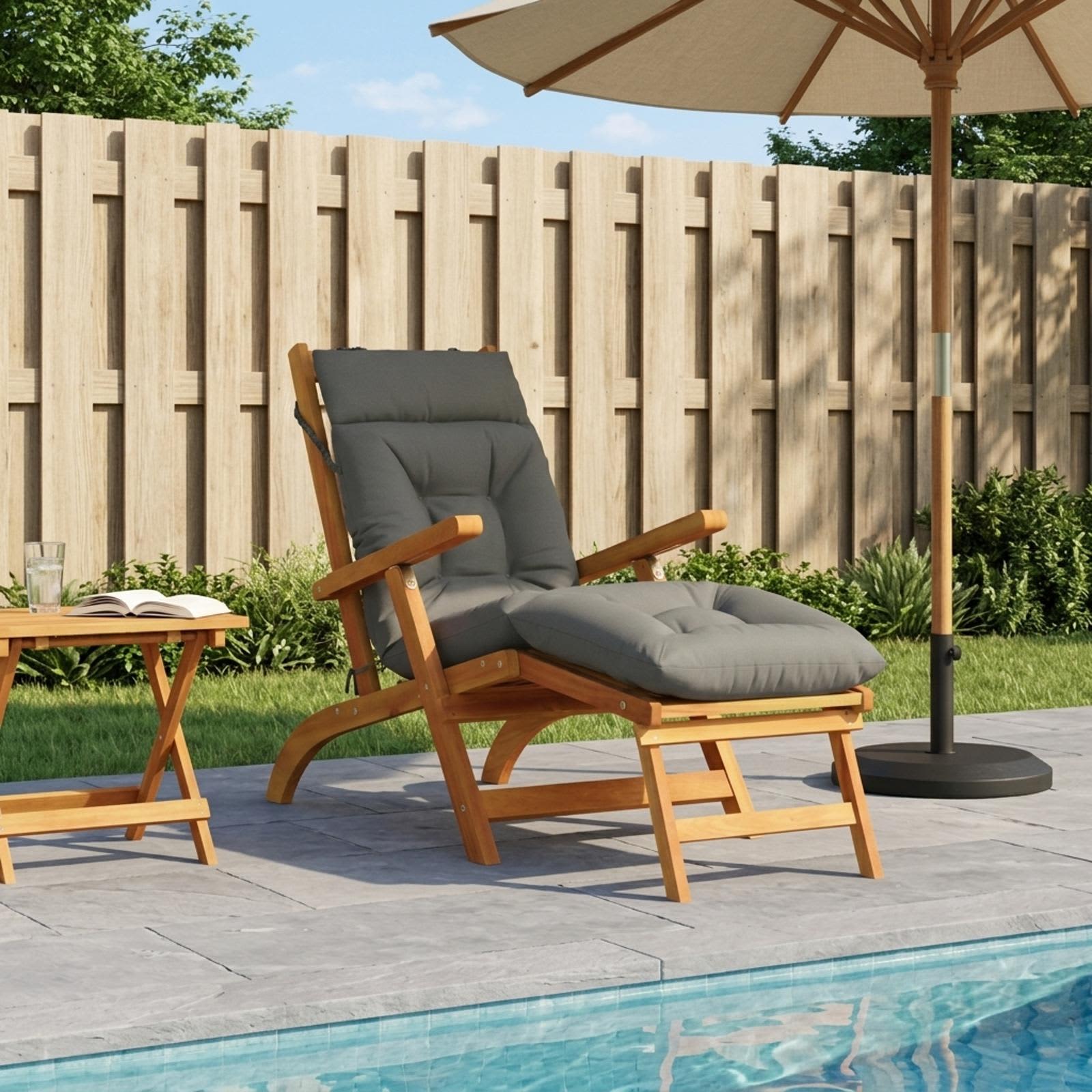 vidaXL Sonnenliege Kissen VIANEN 100 % Polyester Grau 200 x 50 x 8 cm