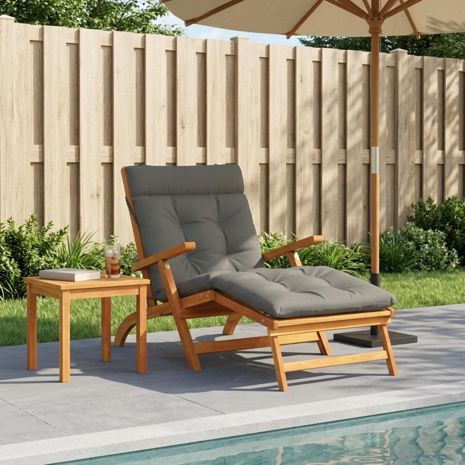 vidaXL Sonnenliege Kissen VIANEN 100 % Polyester Grau 200 x 80 x 8 cm