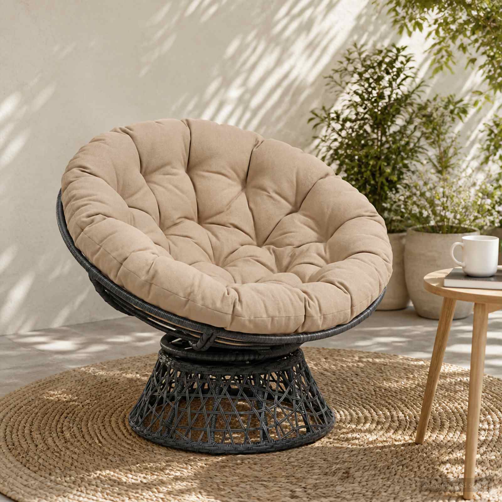 vidaXL Papasan stolspude VIANEN 100% polyester Sandfarvet
