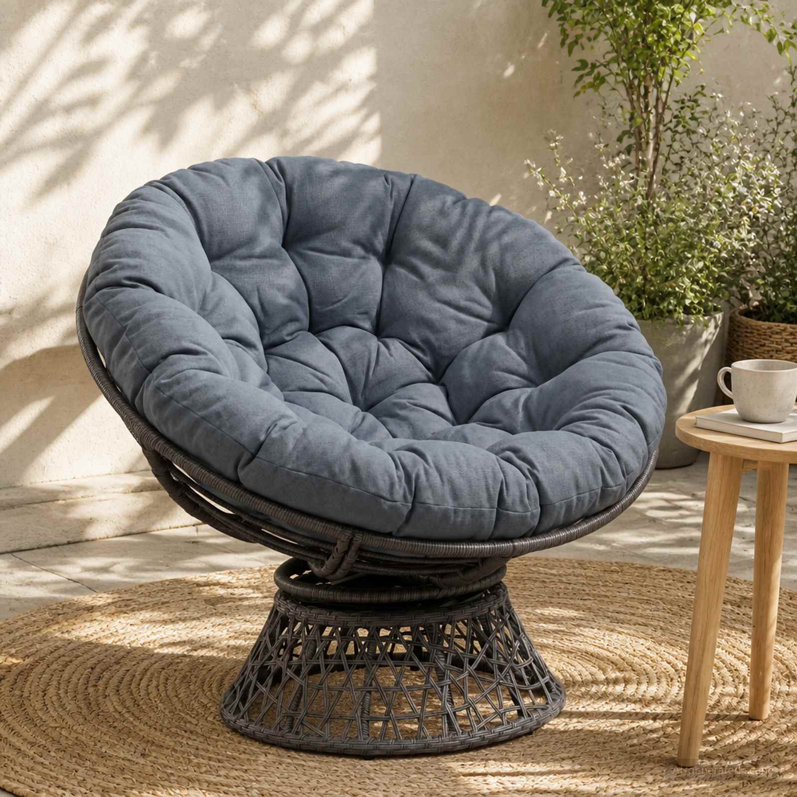vidaXL Papasan stolspude VIANEN 100% polyester Blå Ø 120 x 12 cm