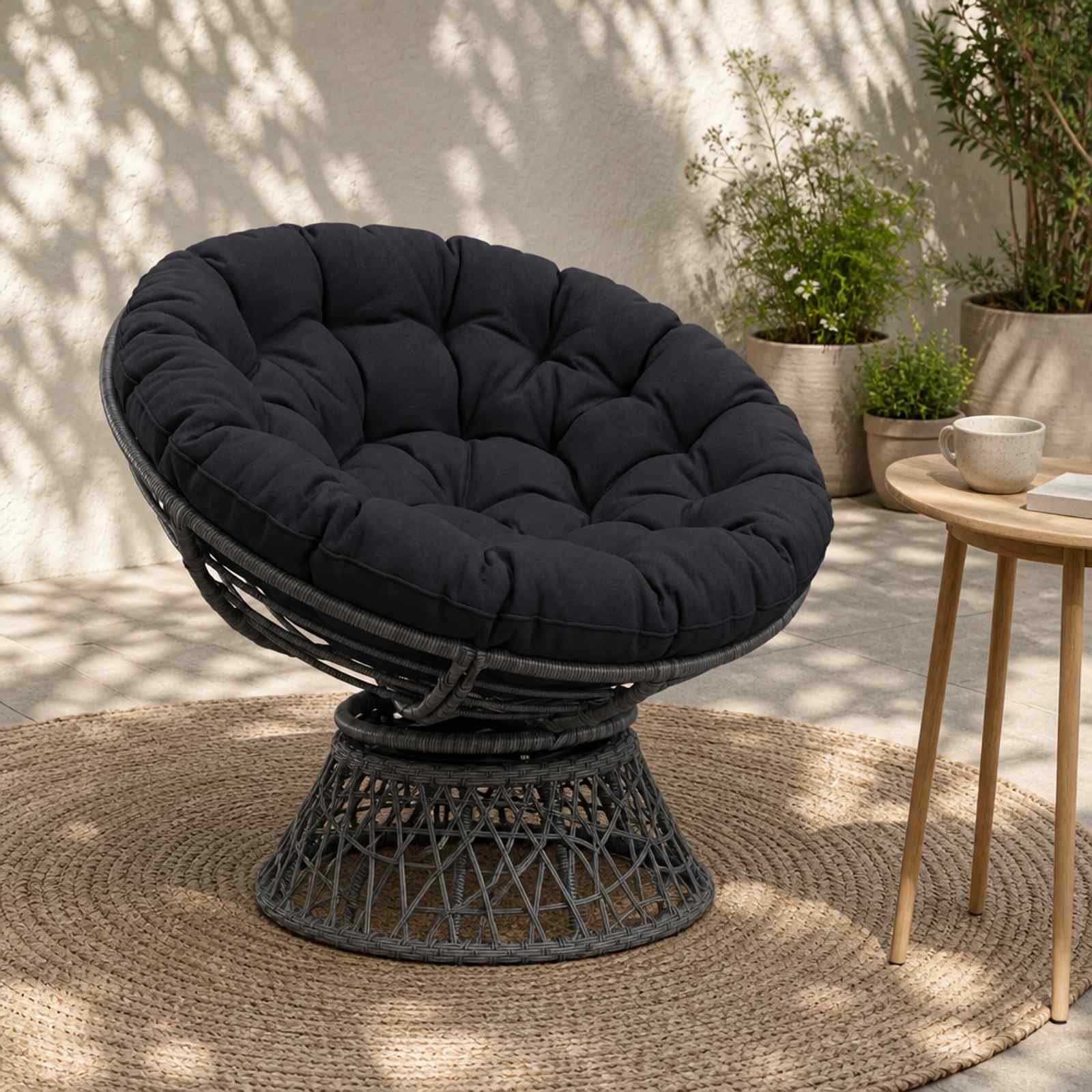 vidaXL Papasan stolspude VIANEN 100% polyester Mørk blå Ø 120 x 12 cm