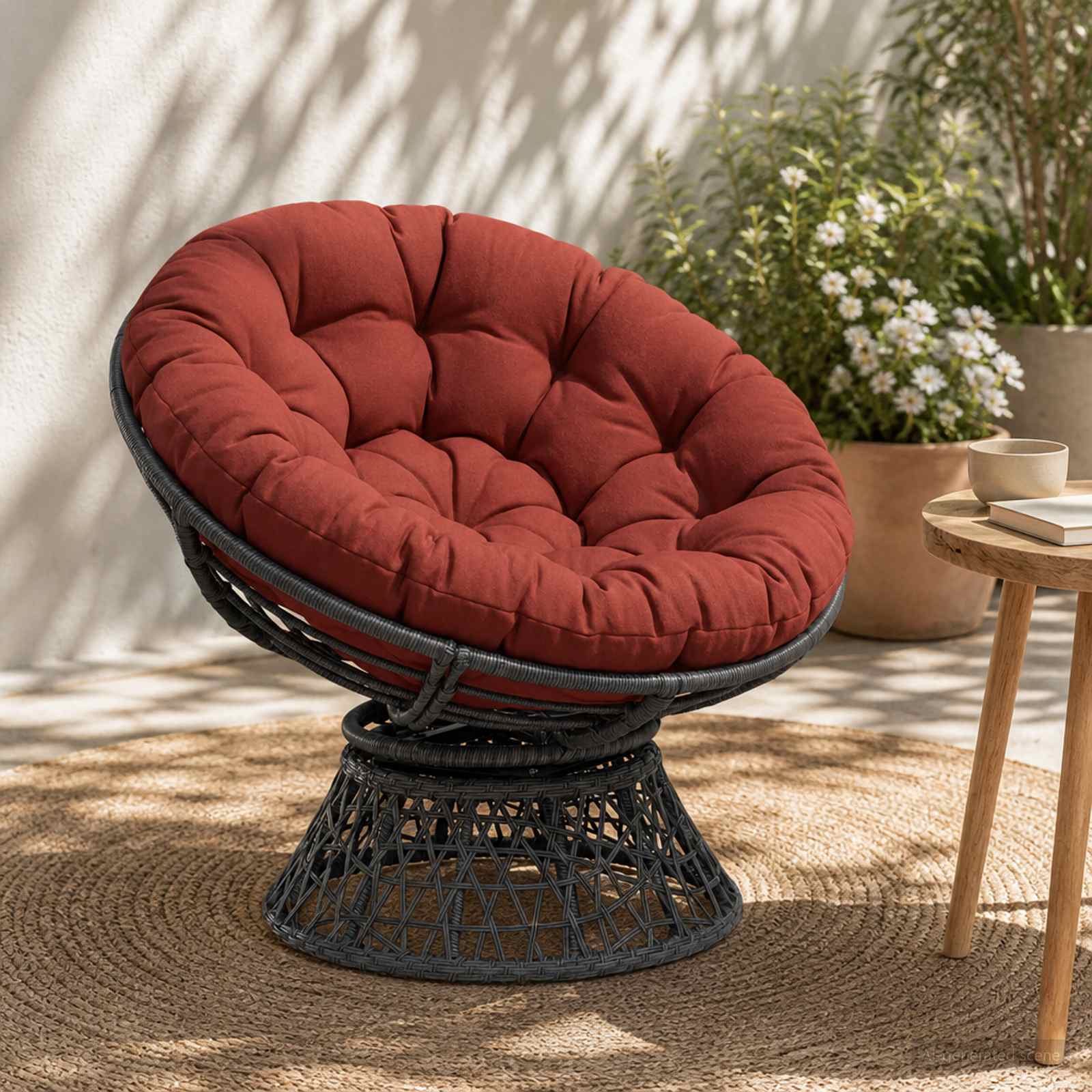 Papasan Stoel Kussen VIANEN 100% Polyester Rood Ø 100 x 12 cm image 1