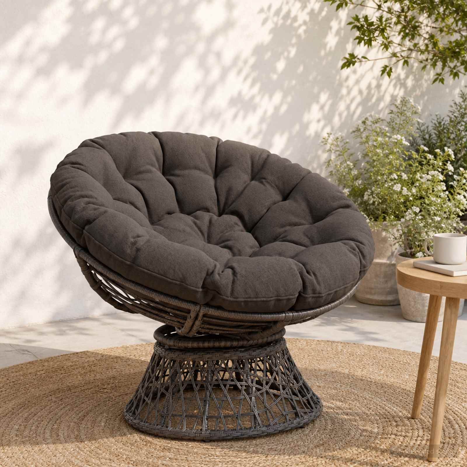 vidaXL Papasan stolspude VIANEN 100% polyester Antracit Ø 130 x 12 cm