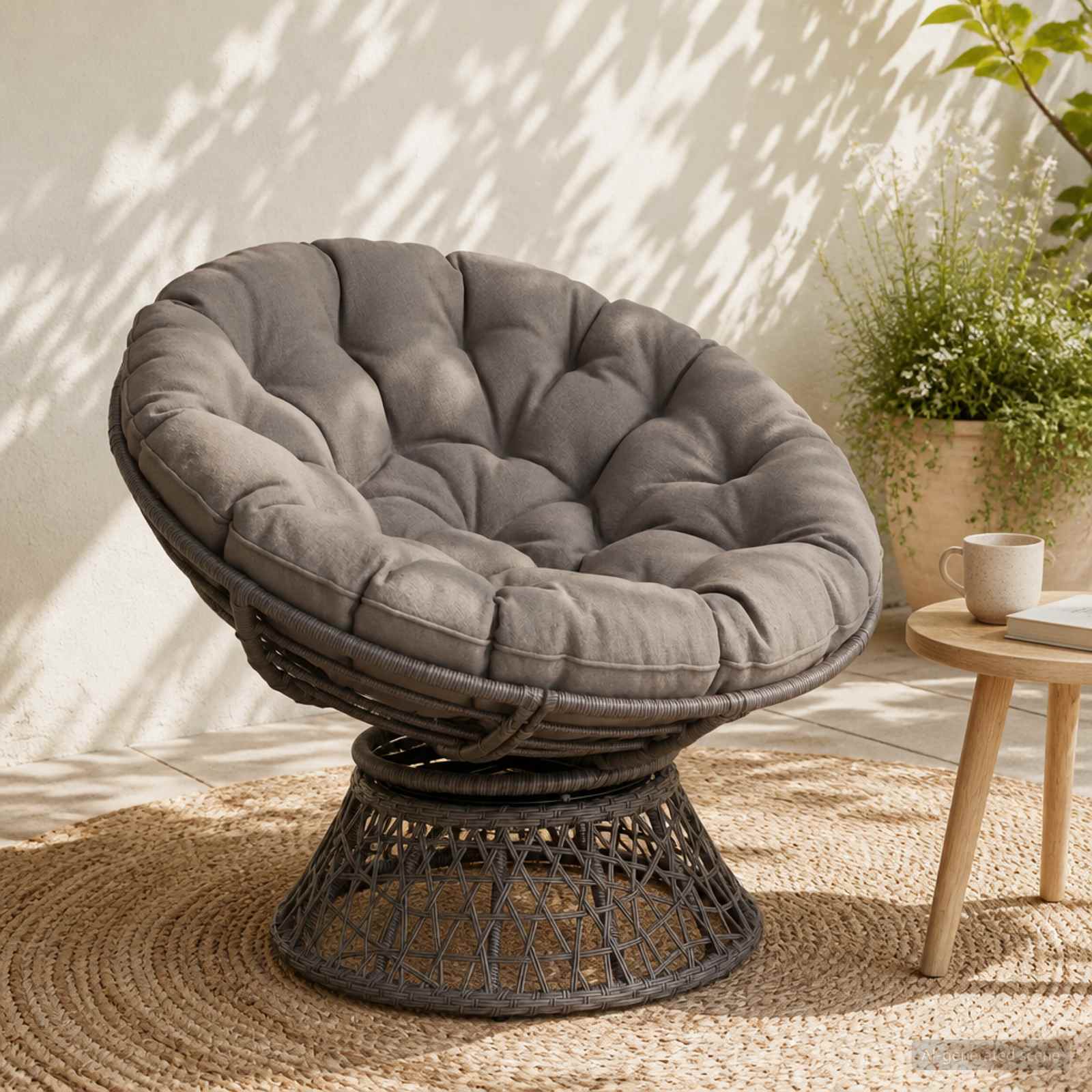 vidaXL Papasan stolspude VIANEN 100% polyester Grå Ø 120 x 12 cm