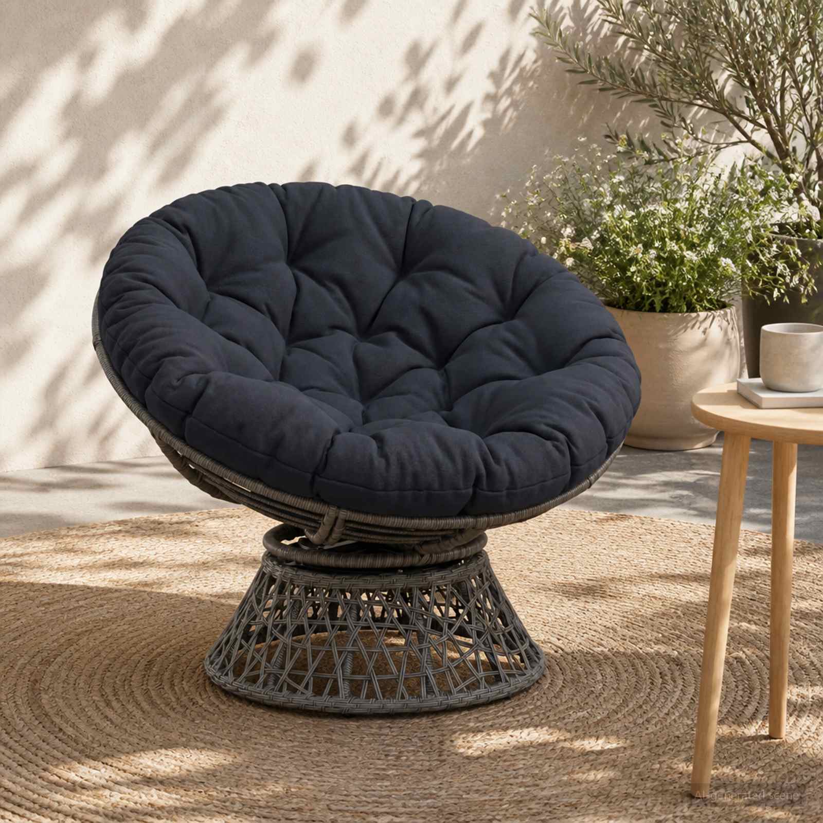 Hangstoel Kussen VIANEN 100% Polyester Donkerblauw Ø 80 x 12 cm image 1
