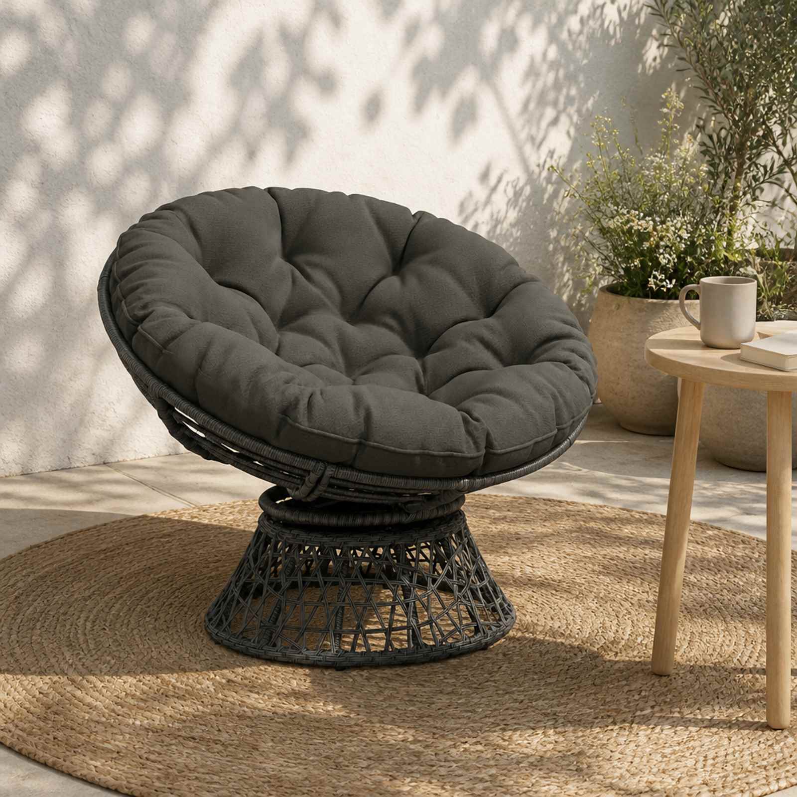 Hangstoel Kussen VIANEN 100% Polyester Antraciet Ø 80 x 12 cm