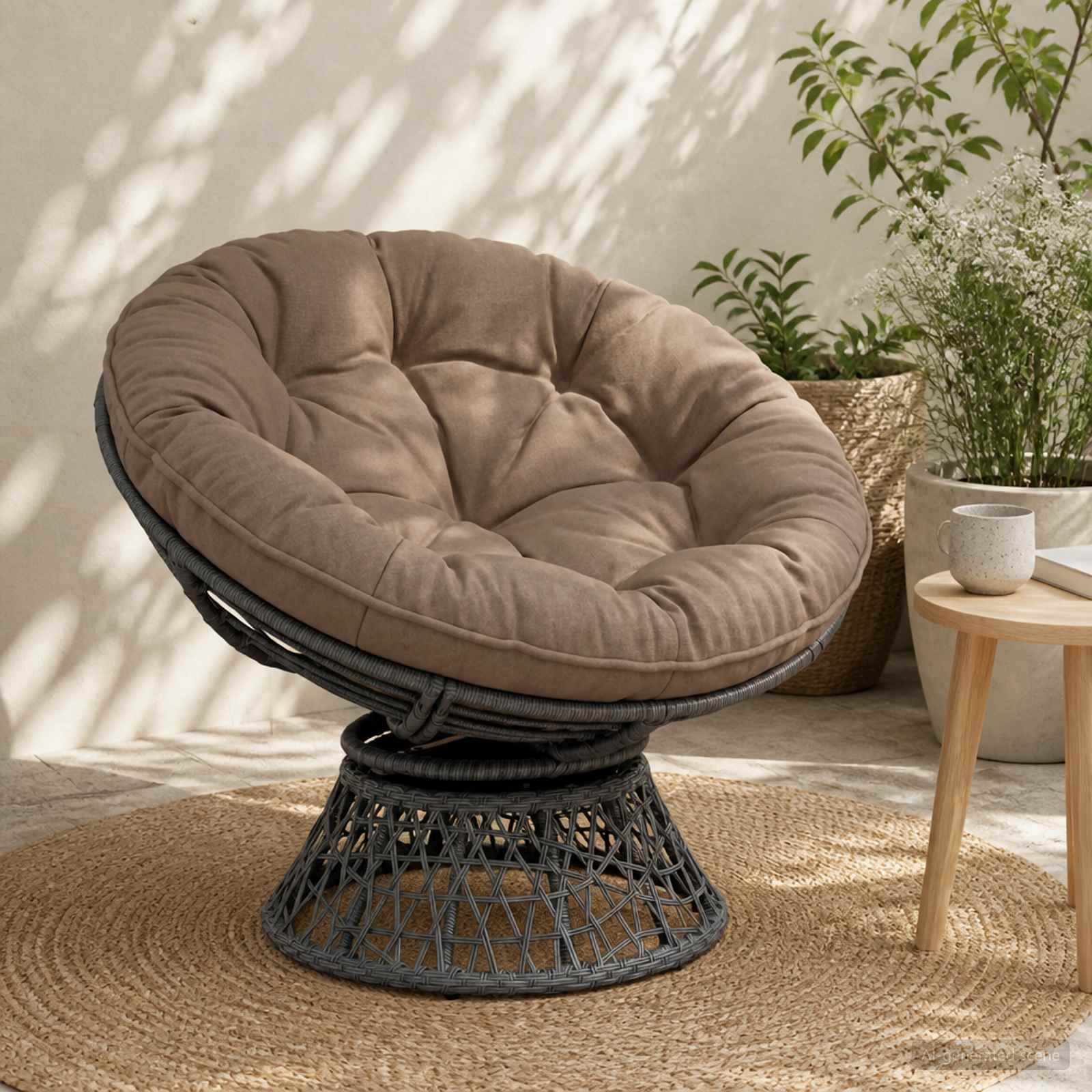 Hangstoel Kussen VIANEN 100% Polyester Taupe Ø 45 x 10 cm image 1