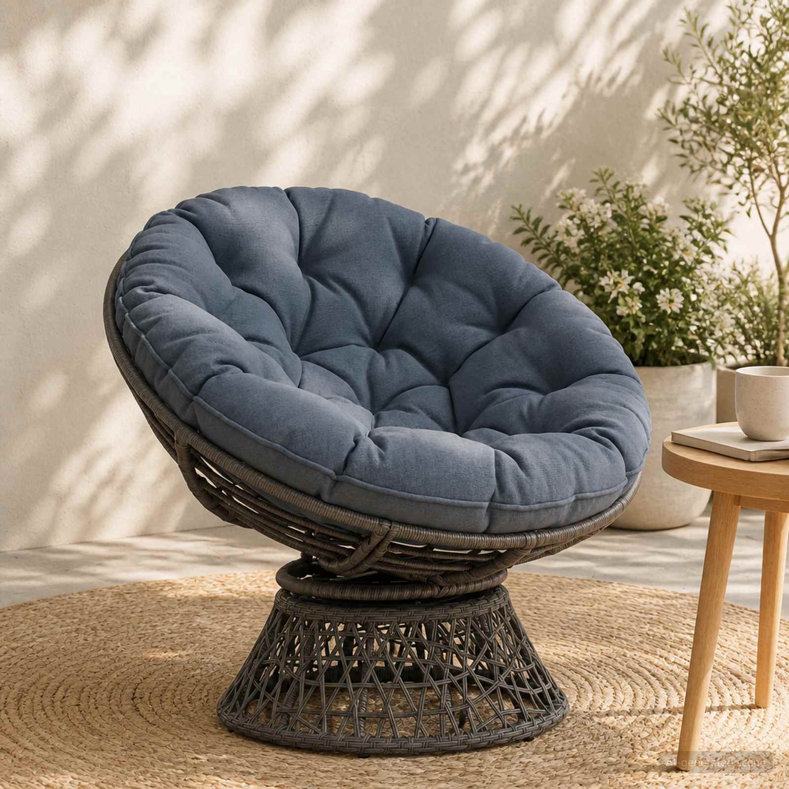 Hangstoel Kussen VIANEN 100% Polyester Blauw Ø 45 x 10 cm image 1