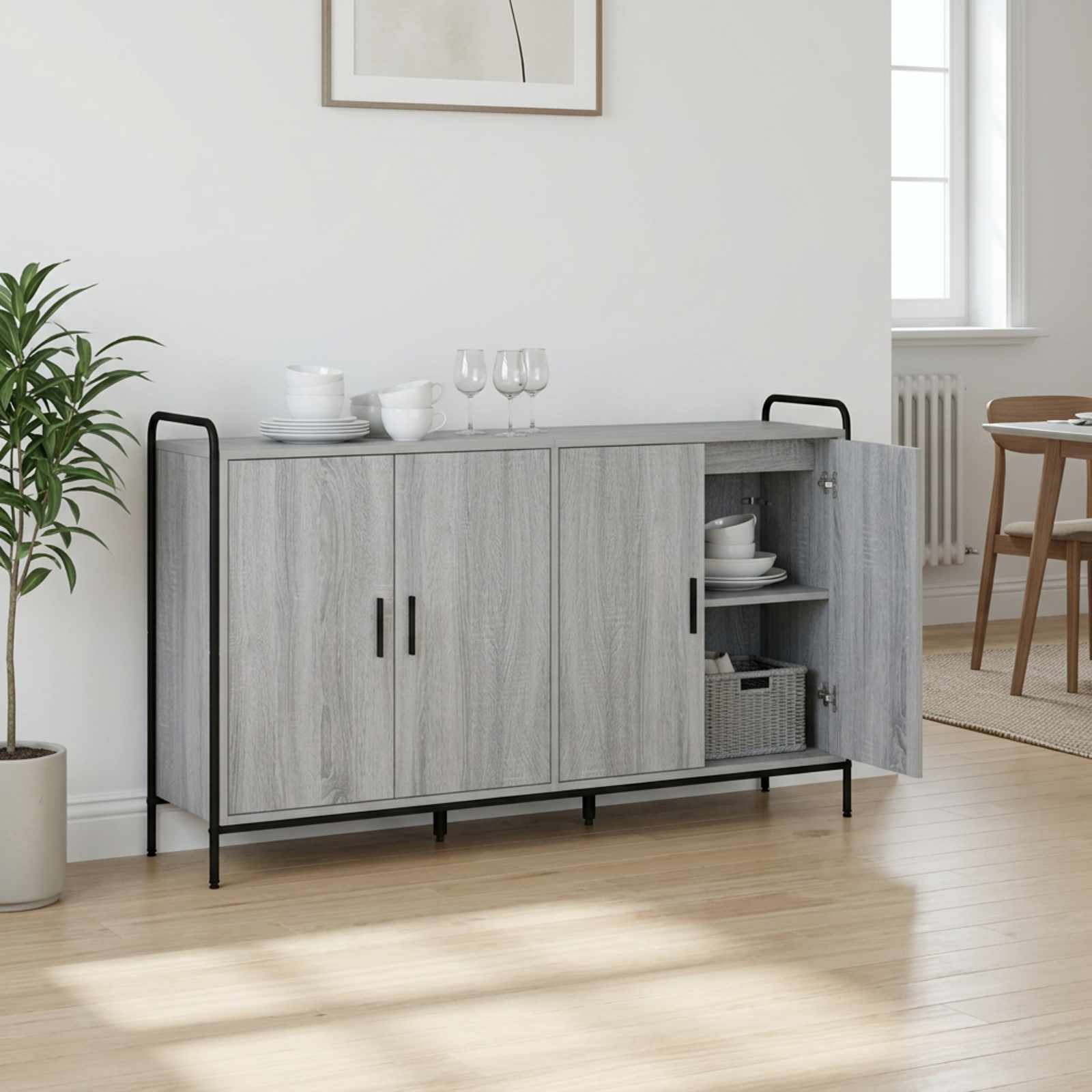 vidaXL Sideboard Grå Sonoma 97 x 33 x 81 cm Konstrueret træ