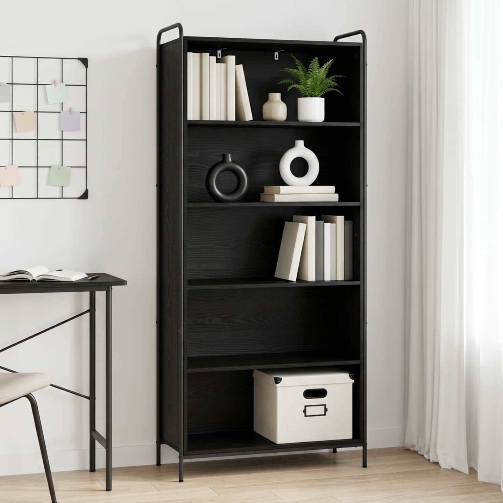 vidaXL Kirjahylly 55,5 x 33 x 174 cm Tekninen puu Musta tammi