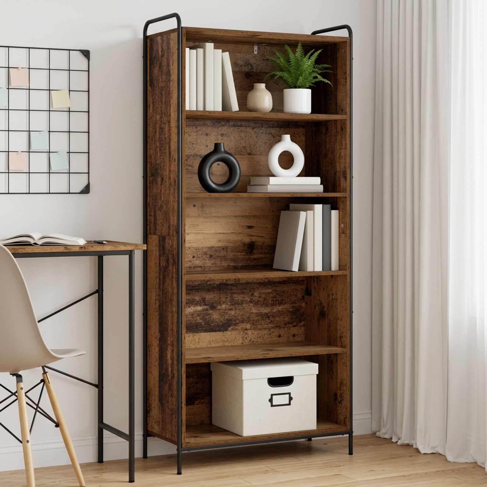 vidaXL Kirjahylly 55,5 x 33 x 174 cm Tekninen puu Vanha puu
