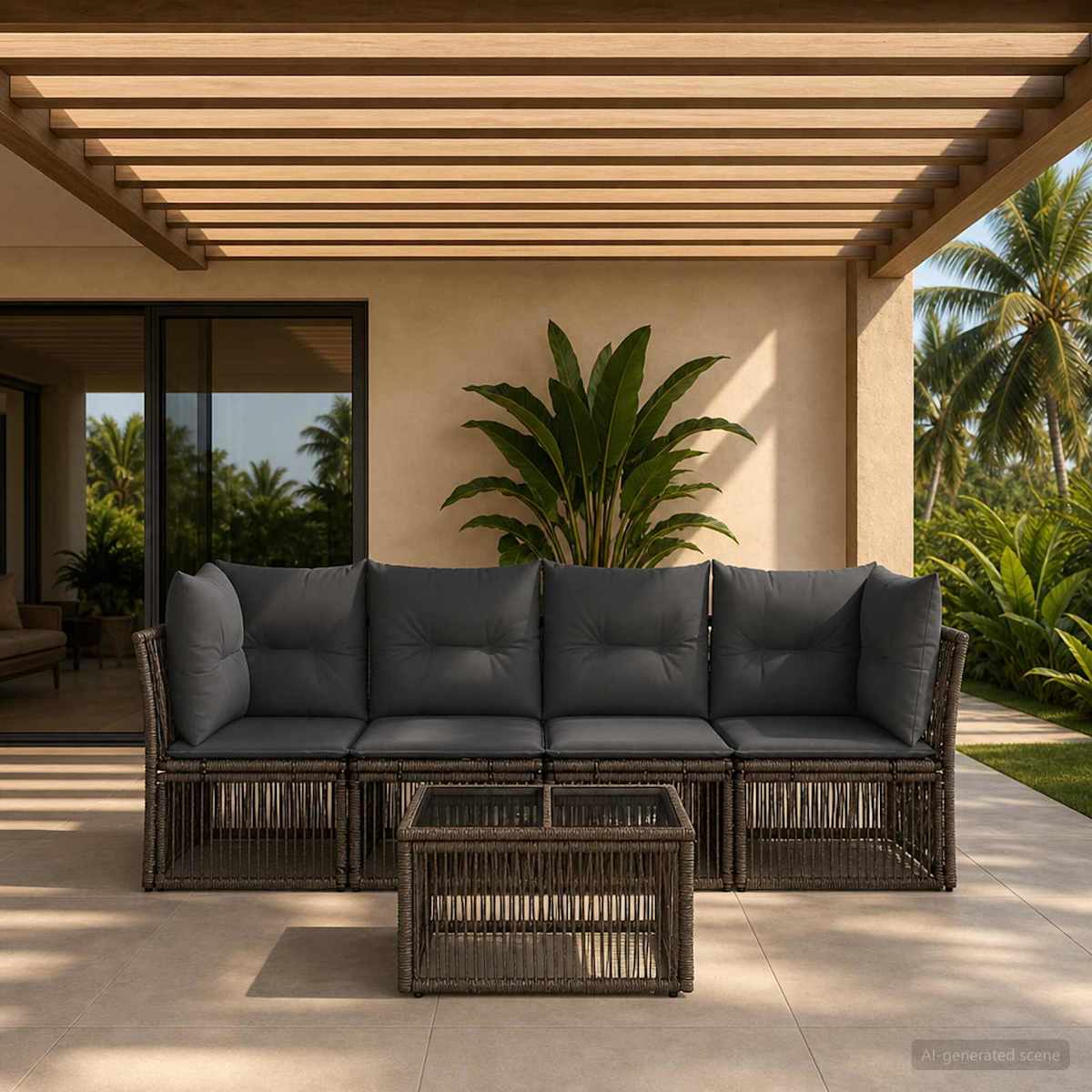 Havesofa Sæt 5 stk. polyrattan