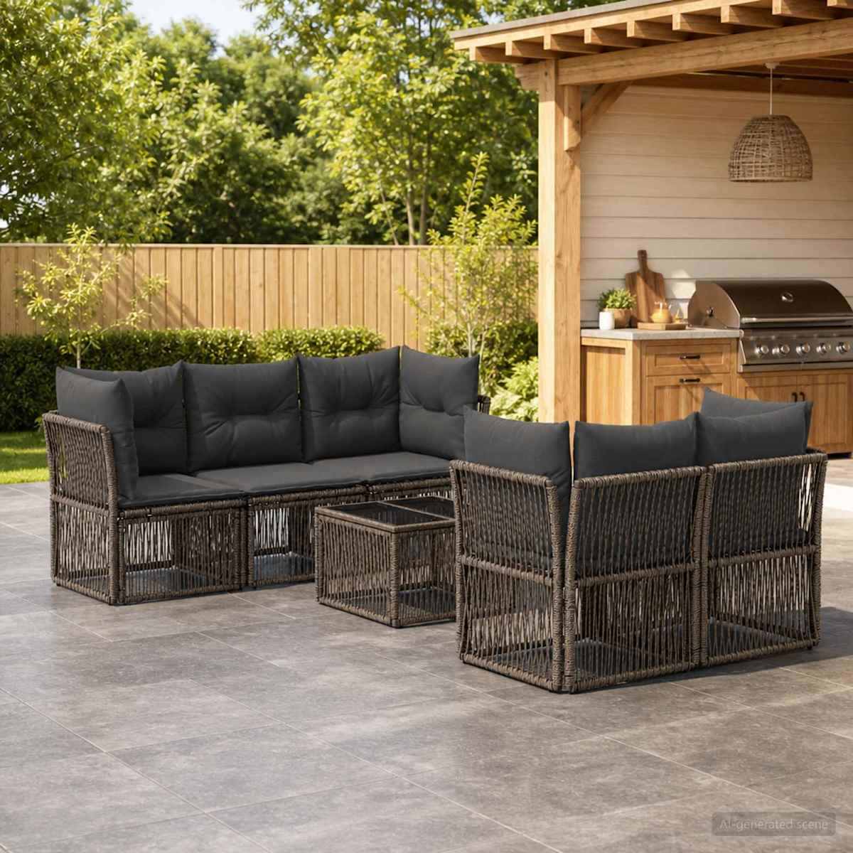 Havesofa Sæt 6 stk. polyrattan
