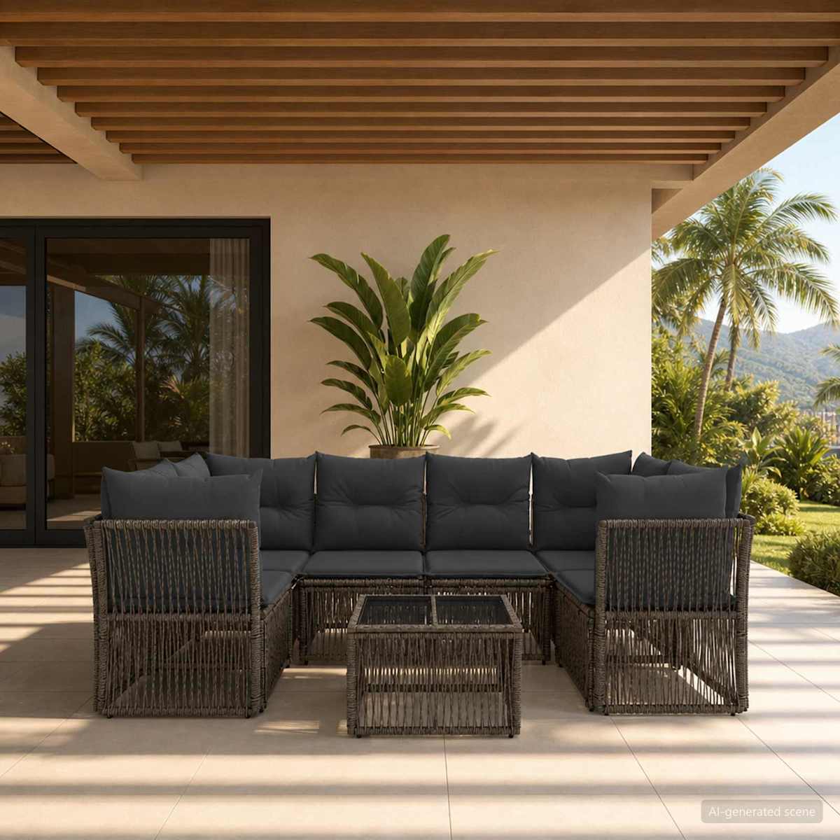 Havesofa Sæt 7 stk. polyrattan