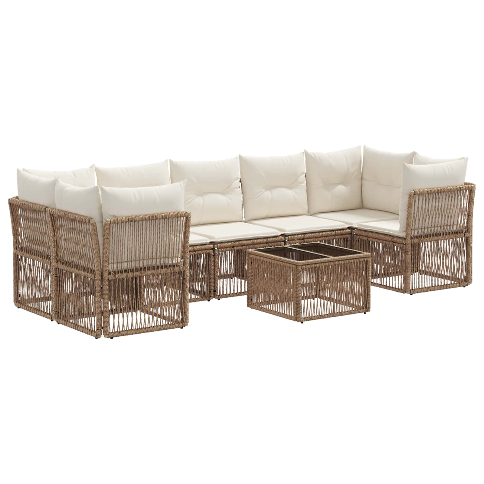 Tuinbankenset 8 st Beige poly rattan - Afbeelding 2