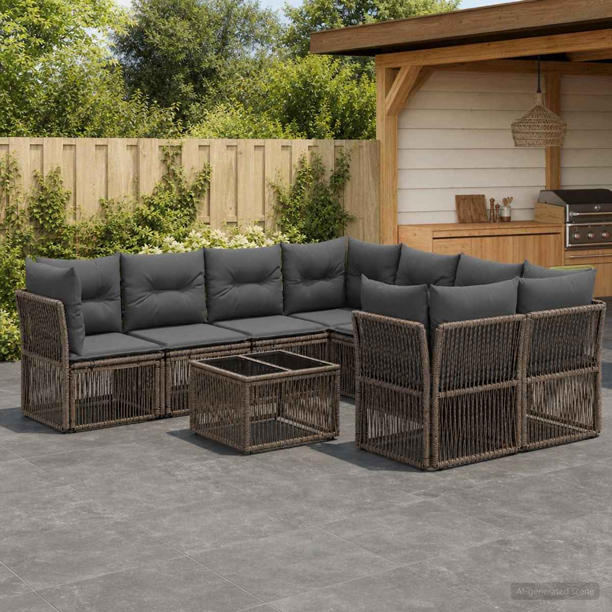 Havesofa Sæt 9 stk. polyrattan