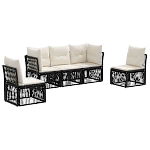 Vrtna sedežna garnitura 5 pcs Črna poli ratan