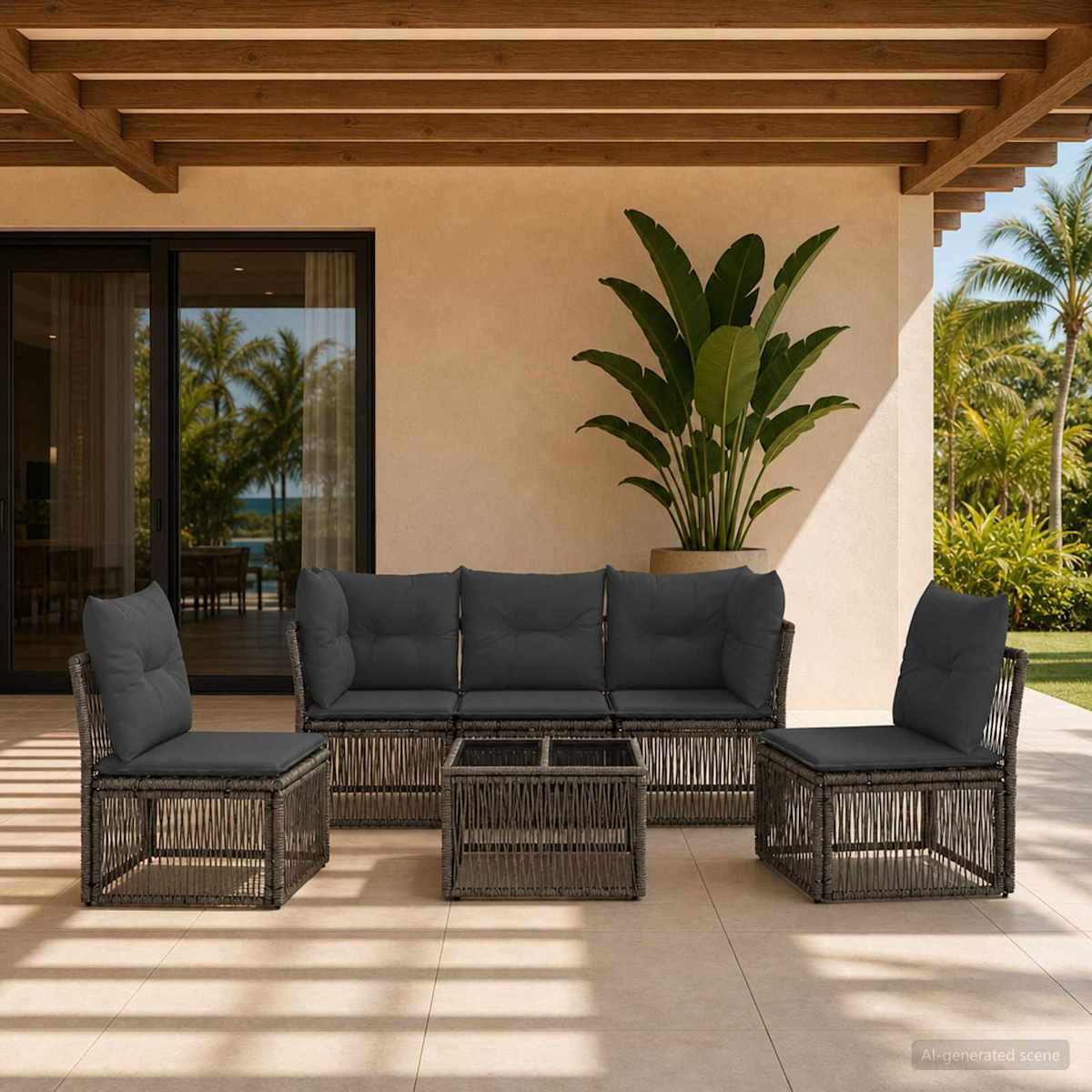 Havesofa Sæt 6 stk. polyrattan
