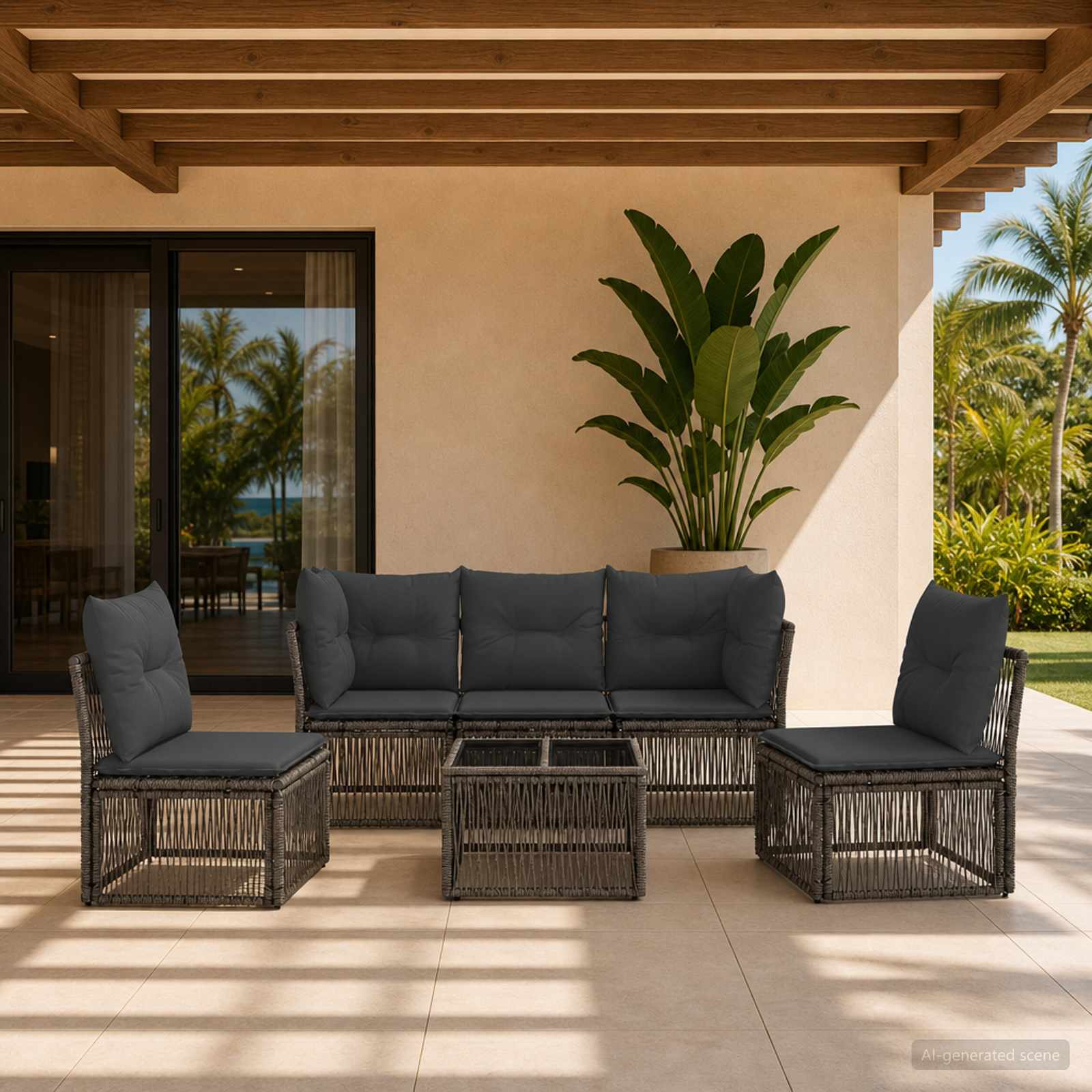 Set Divano da Giardino 6 pcs Grigio polyrattan - immagine prodotto