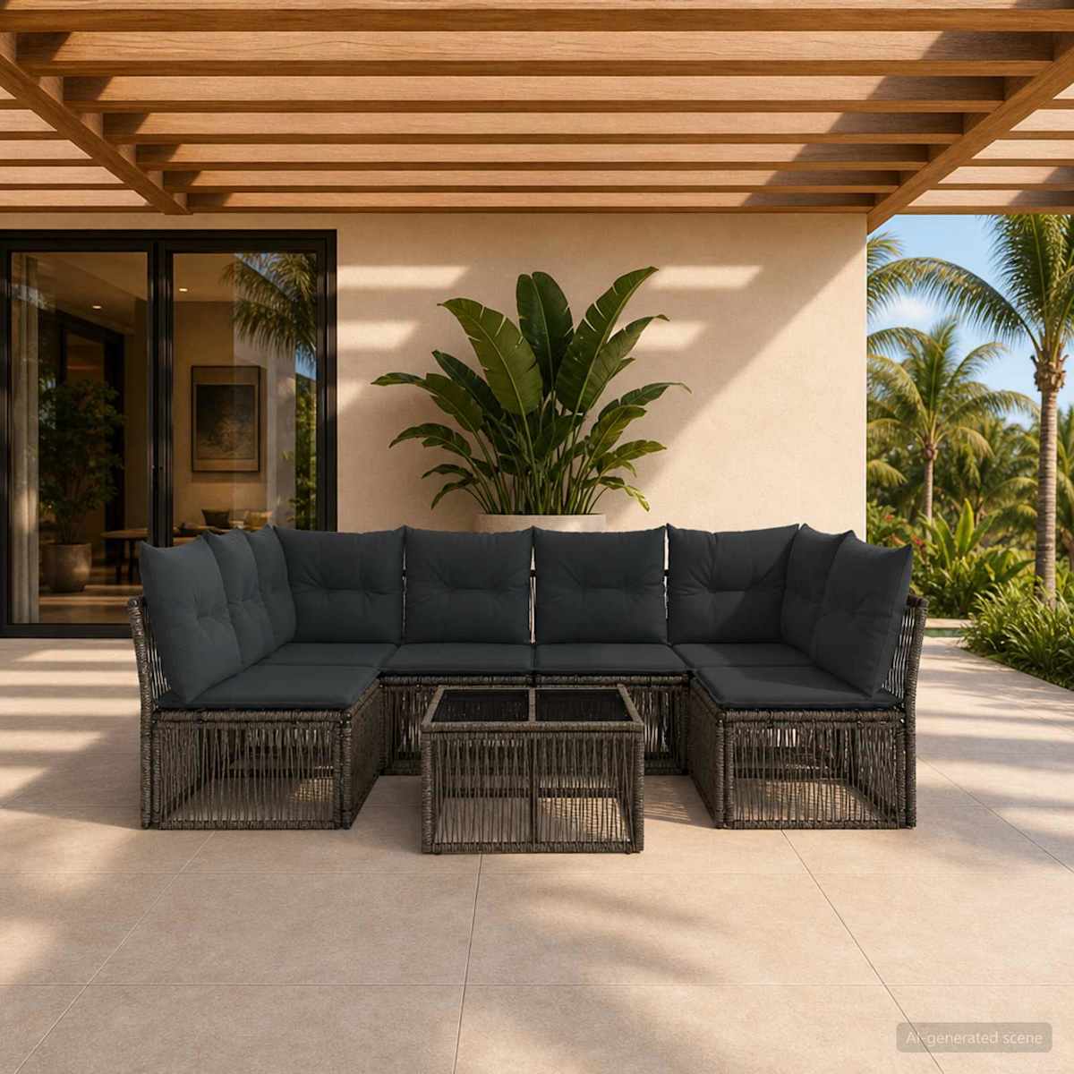 Havesofa Sæt 7 stk. polyrattan