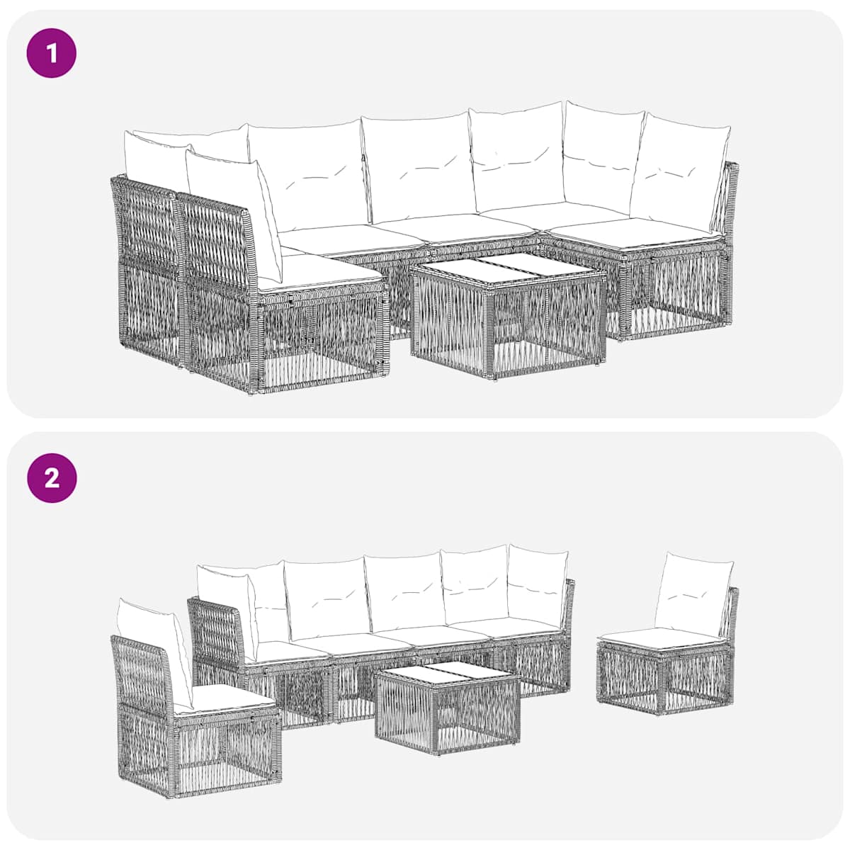 Havesofa Sæt 7 stk. polyrattan - Billede 8