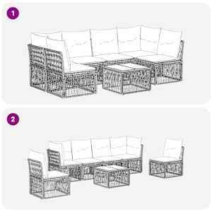 Sada zahradních pohovek 7 pcs Béžová polyratan - obrázek 7