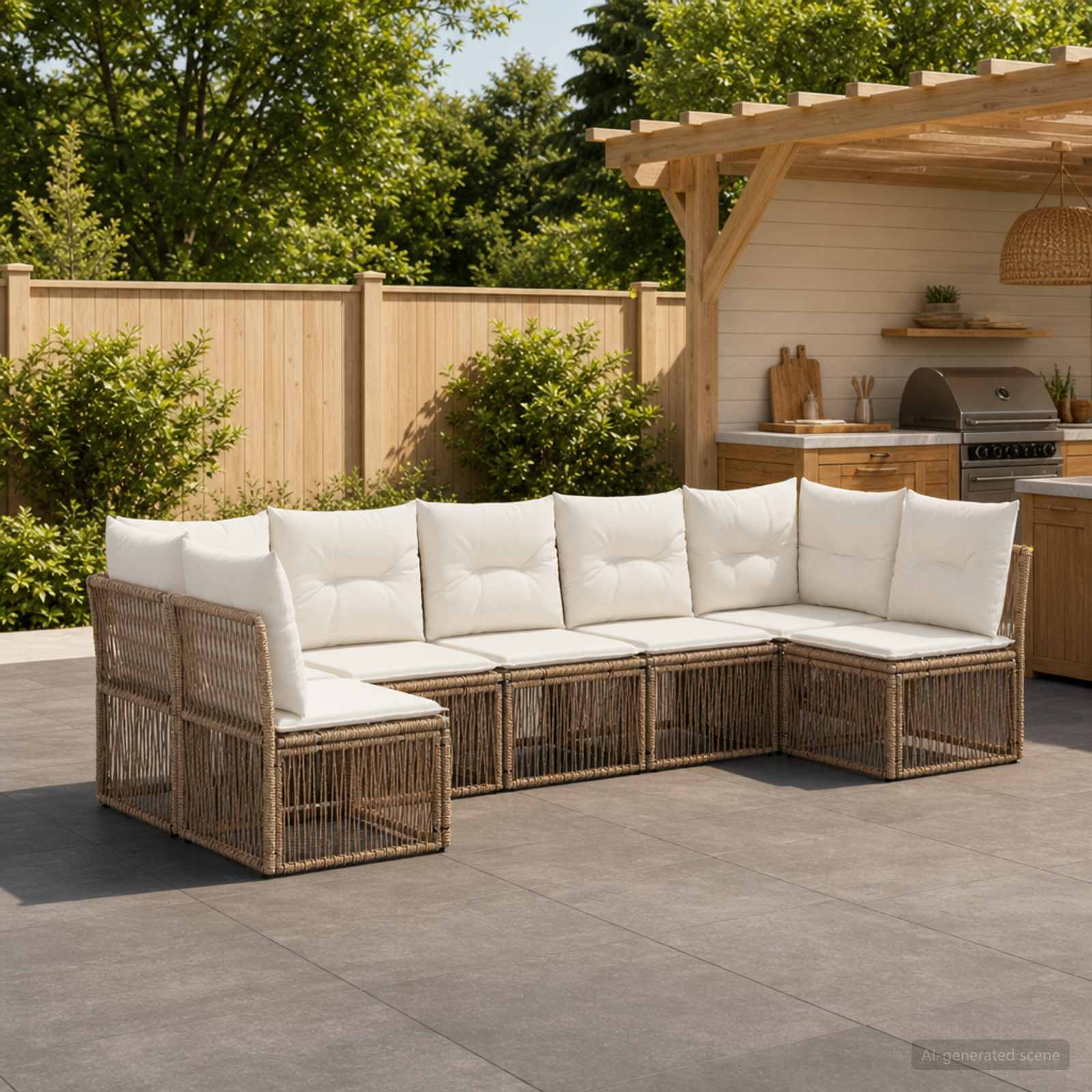 Set Divano da Giardino 7 pcs Beige polyrattan - immagine prodotto