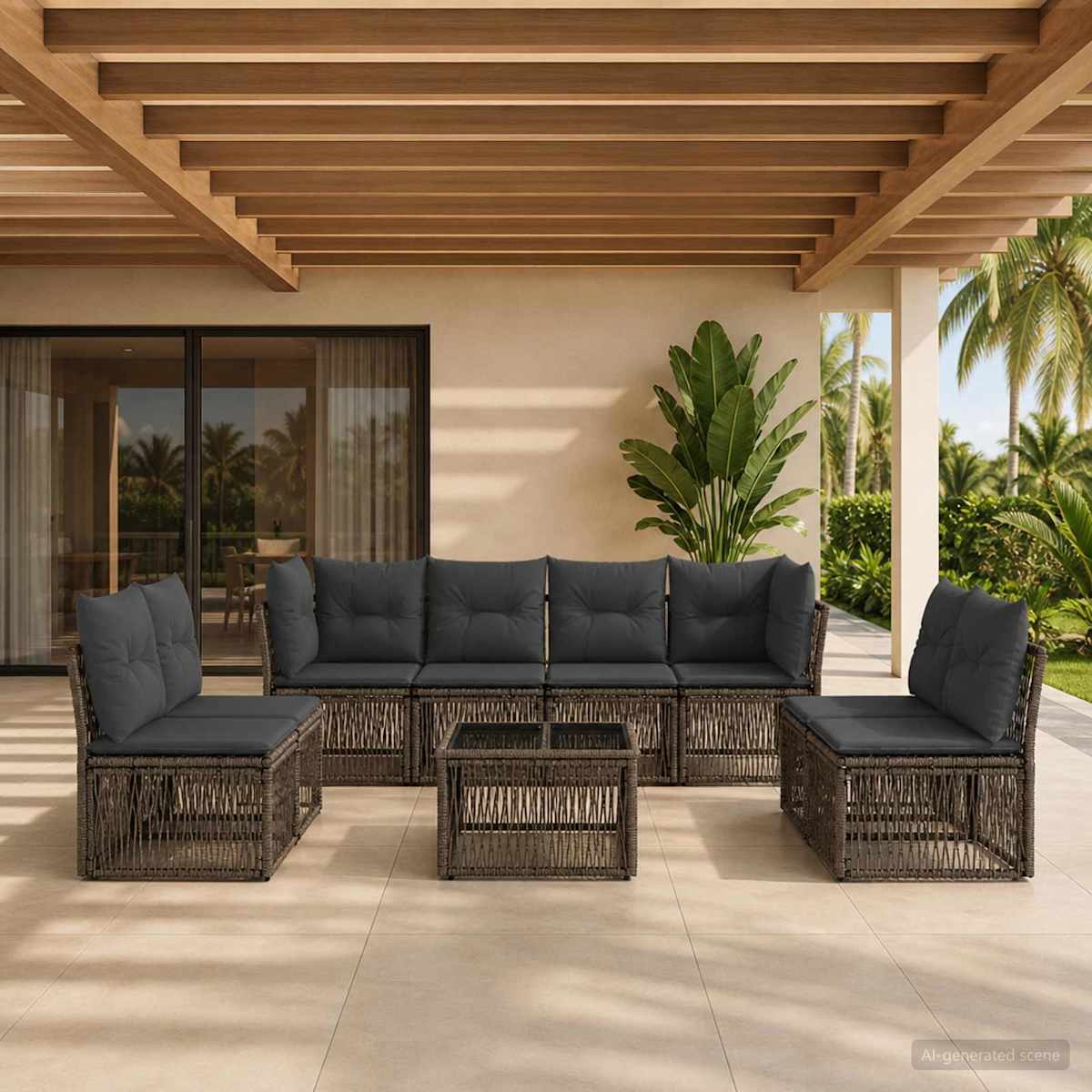 Havesofa Sæt 9 stk. polyrattan