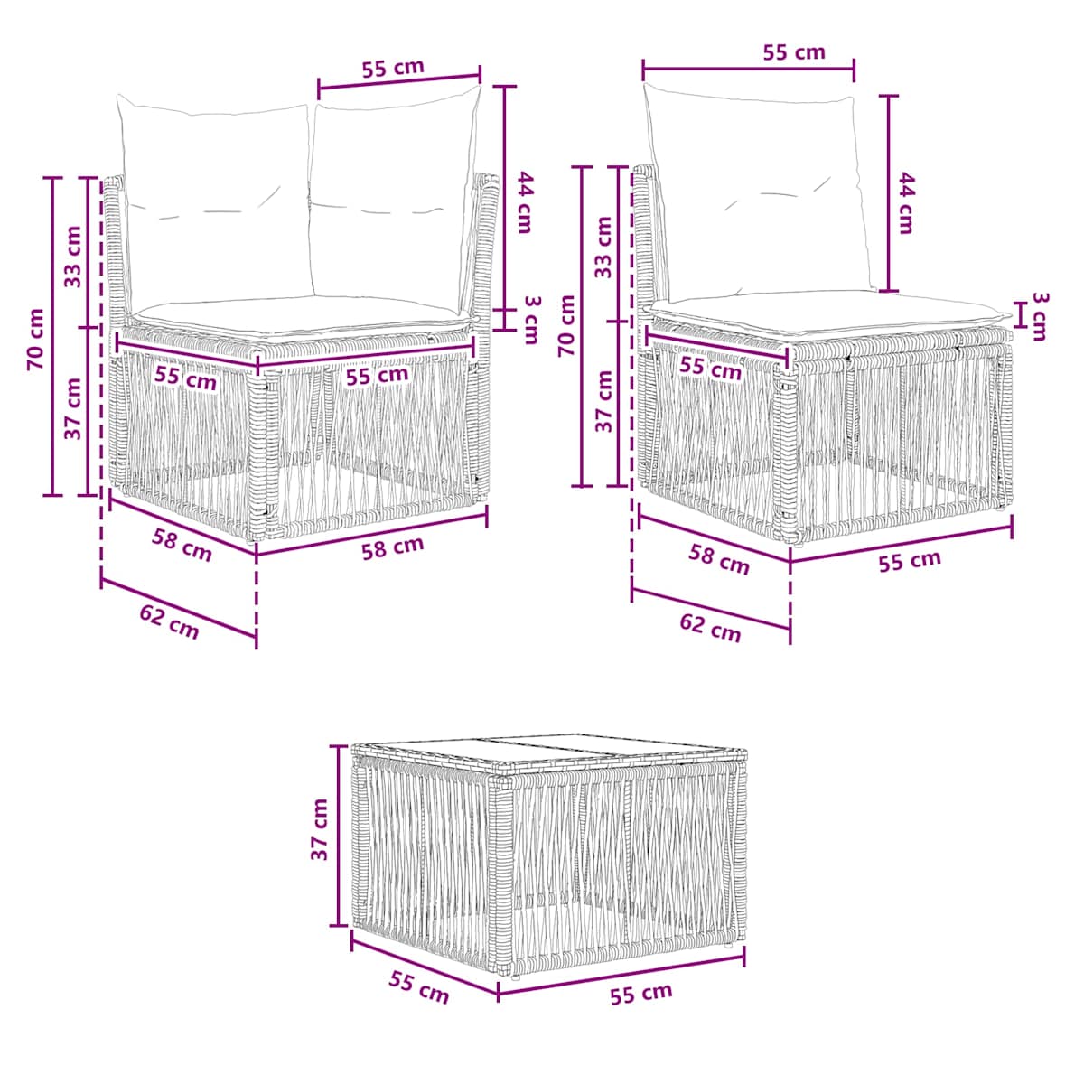 Havesofa Sæt 9 stk. polyrattan - Billede 8