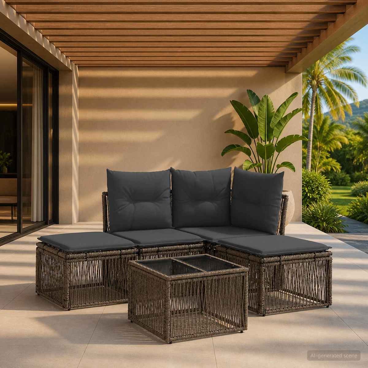 Havesofa Sæt 5 stk. polyrattan