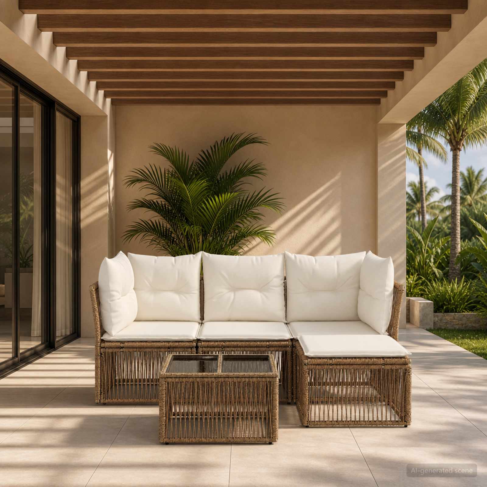 vidaXL Gartensofa-set 5 pcs Beige Poly-Rattan