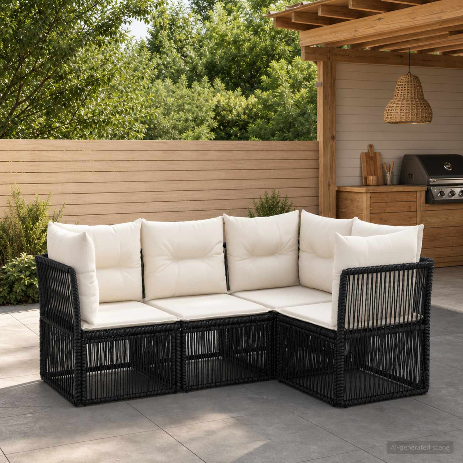 Set Divano da Giardino 4 pcs Nero polyrattan - immagine prodotto