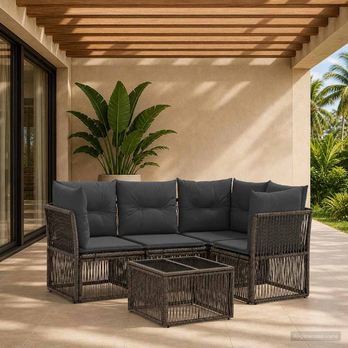 Havesofa Sæt 5 stk. polyrattan