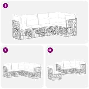Sada zahradních pohovek 5 pcs Černá polyratan - obrázek 6
