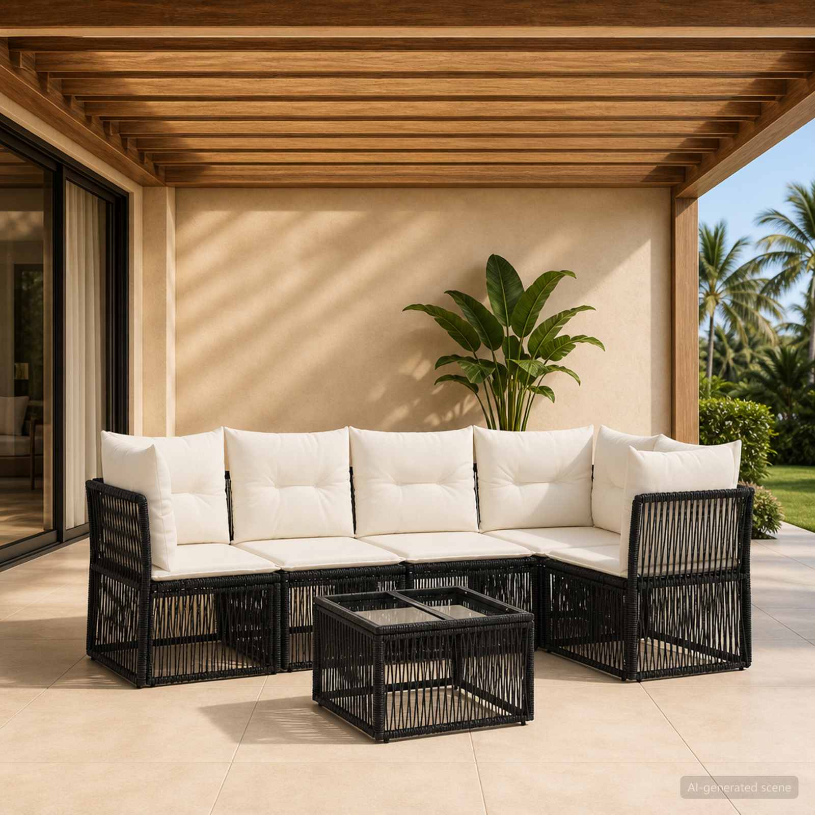 Set Divano da Giardino 6 pcs Nero polyrattan - immagine prodotto