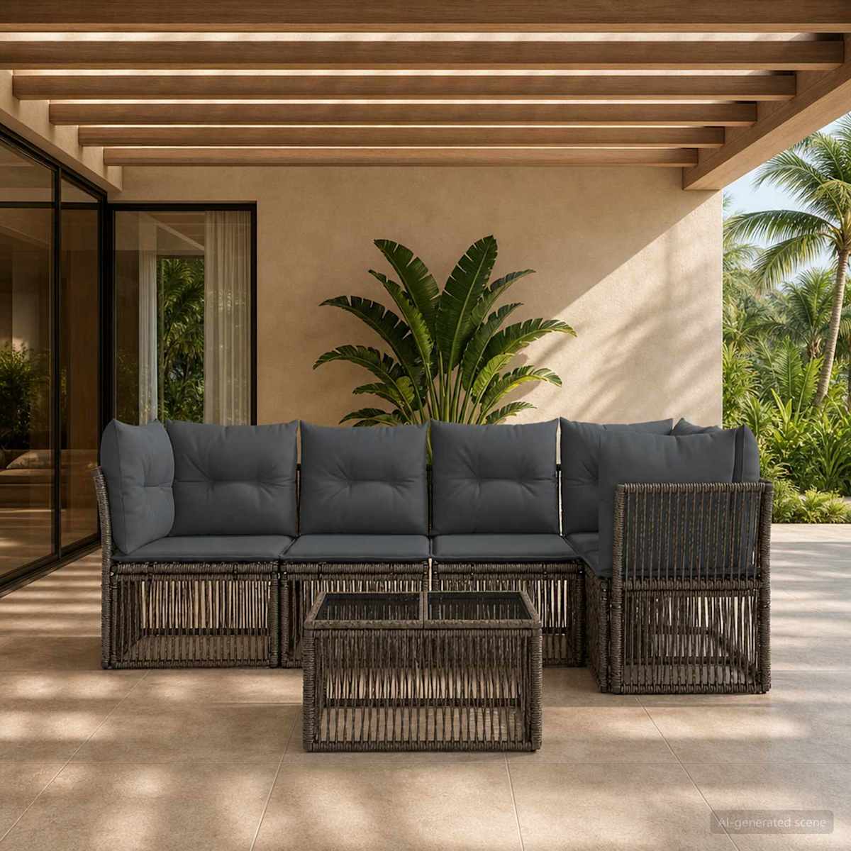 Havesofa Sæt 6 stk. polyrattan